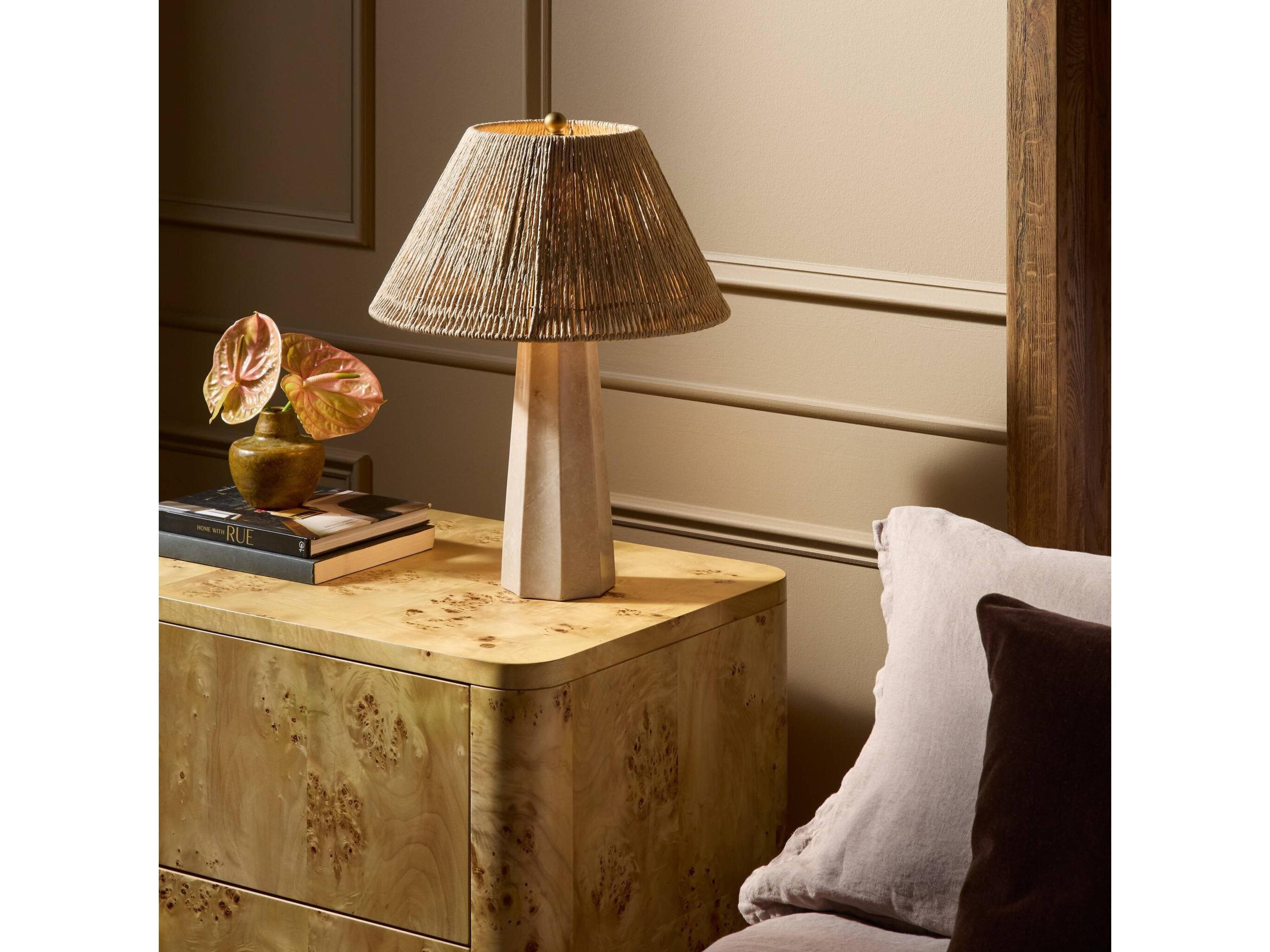 Four Hands Asher Astra Table Lamp - Cream Italian Marble