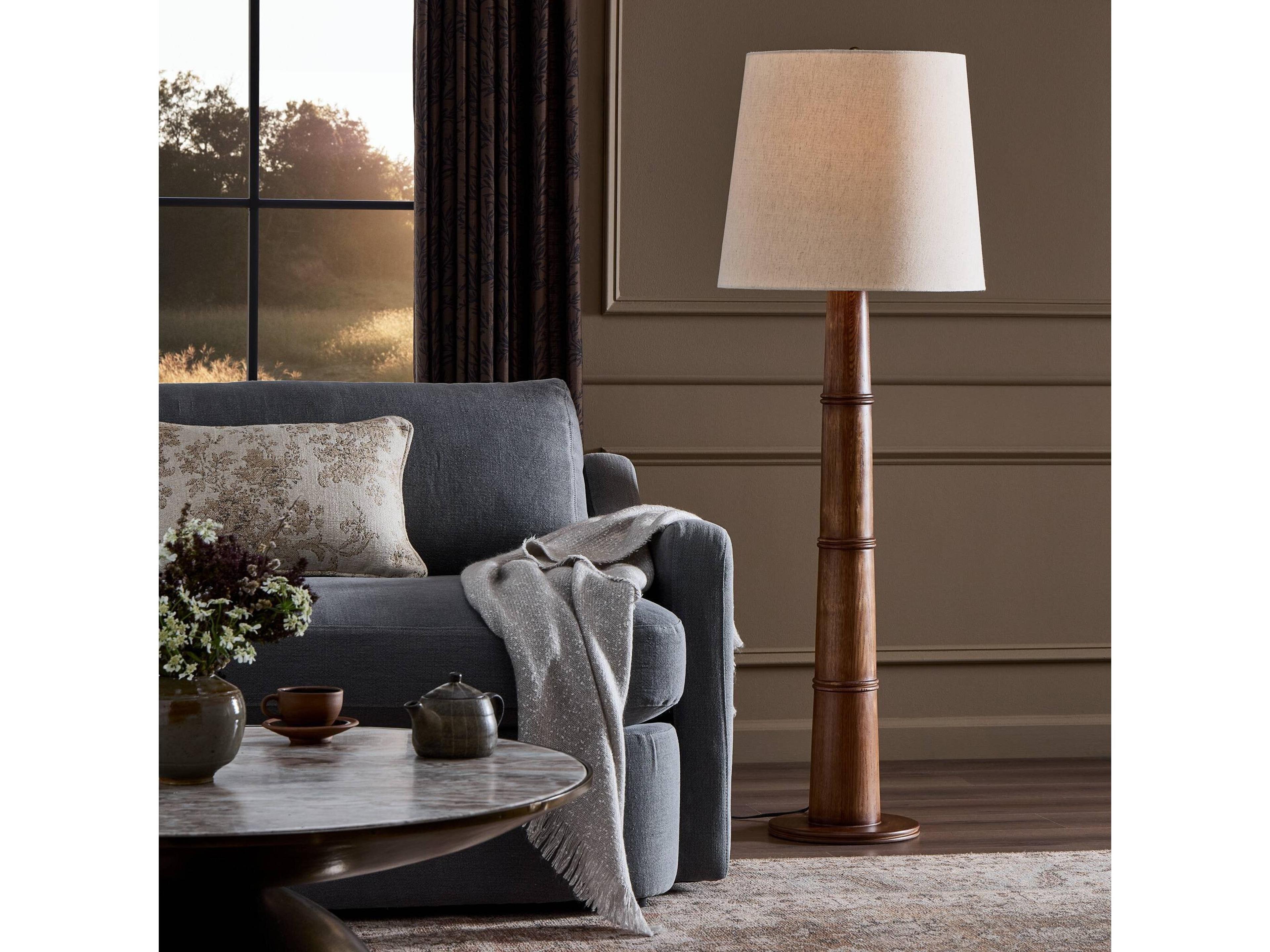 Four Hands Asher Nerissa Floor Lamp - Warm Brown Oak