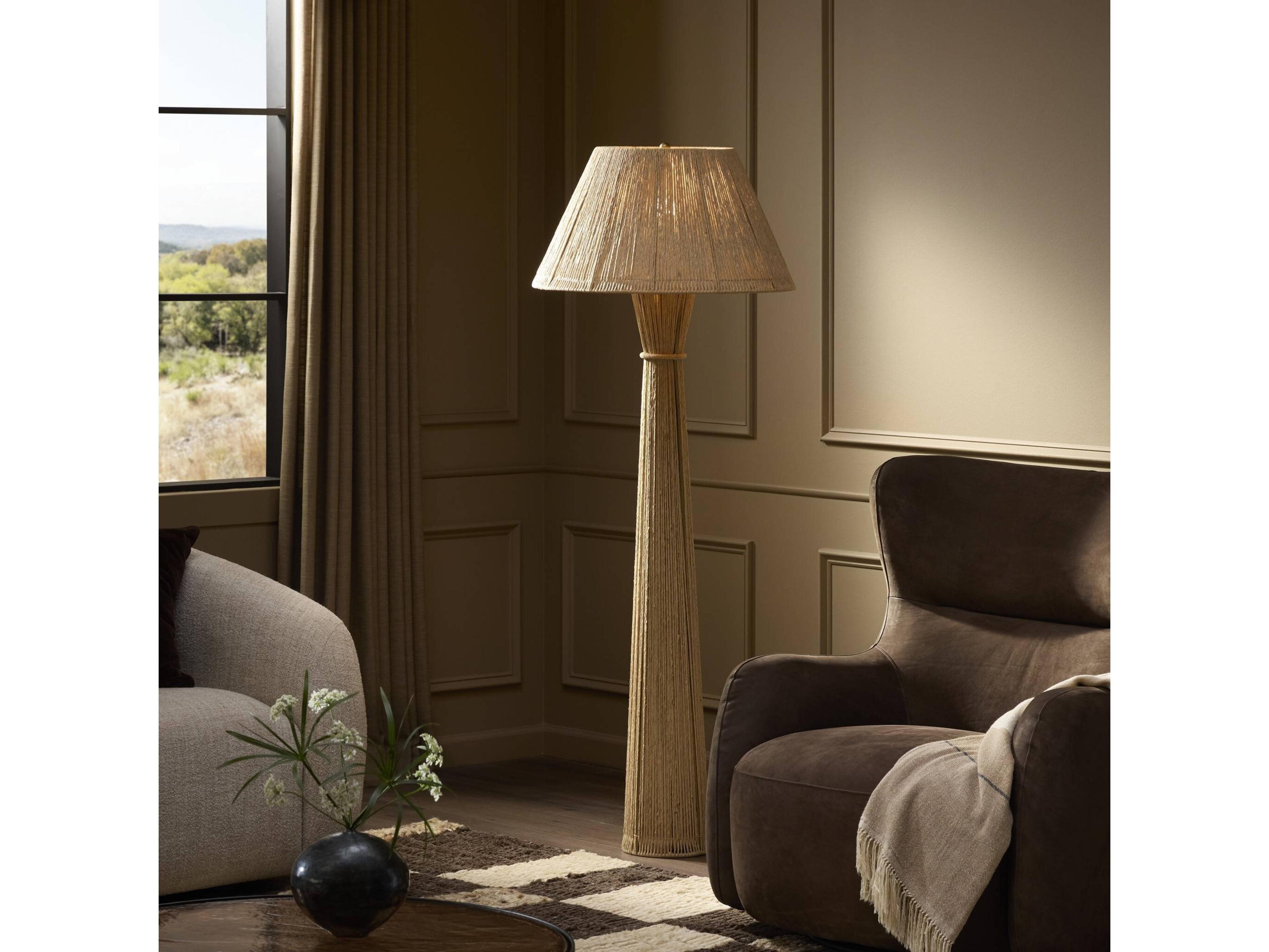 Four Hands Asher Nessa Floor Lamp - Antique Brass Iron