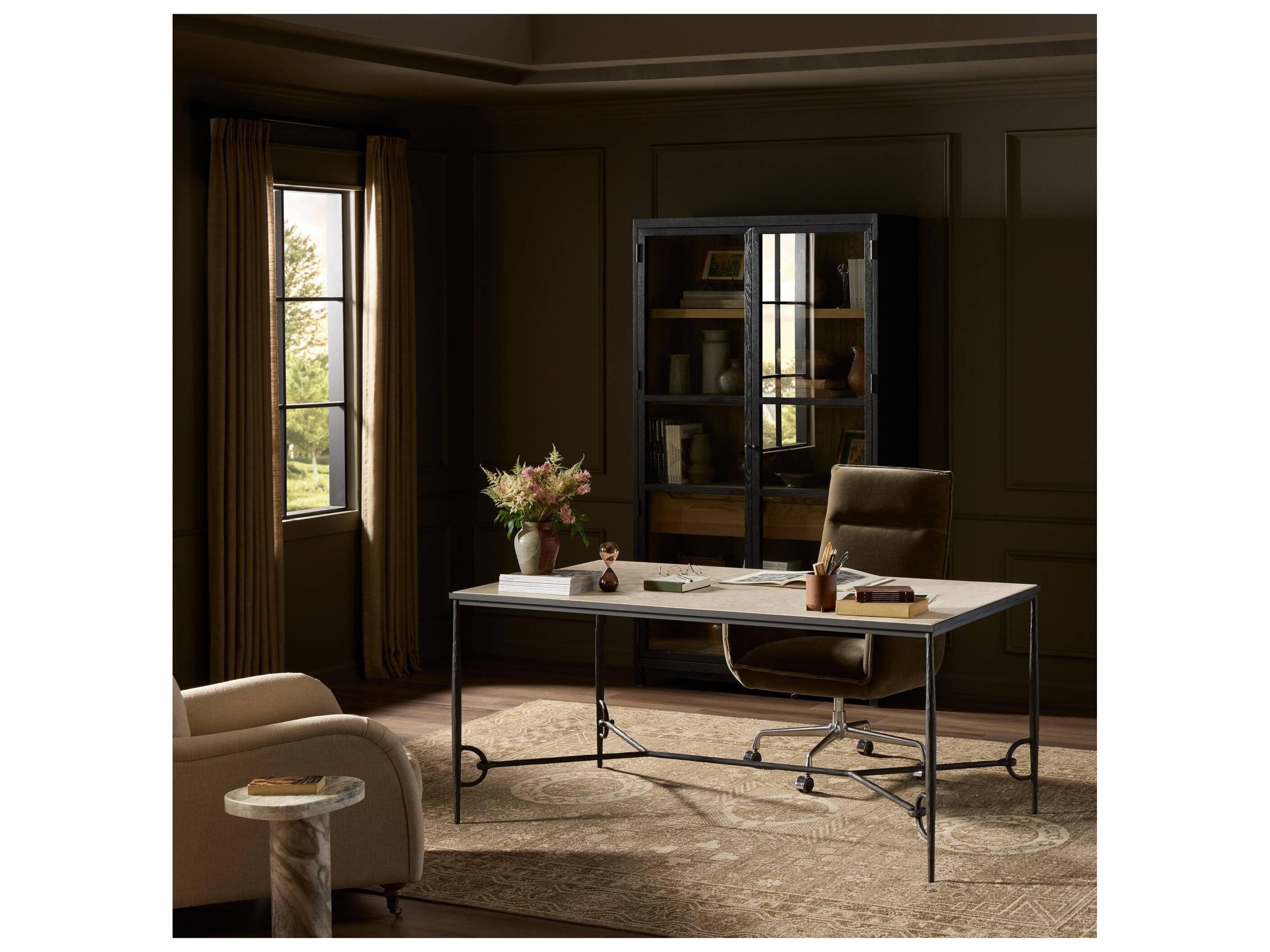 Four Hands Element Hammered Gunmetal Gray Writing Desk