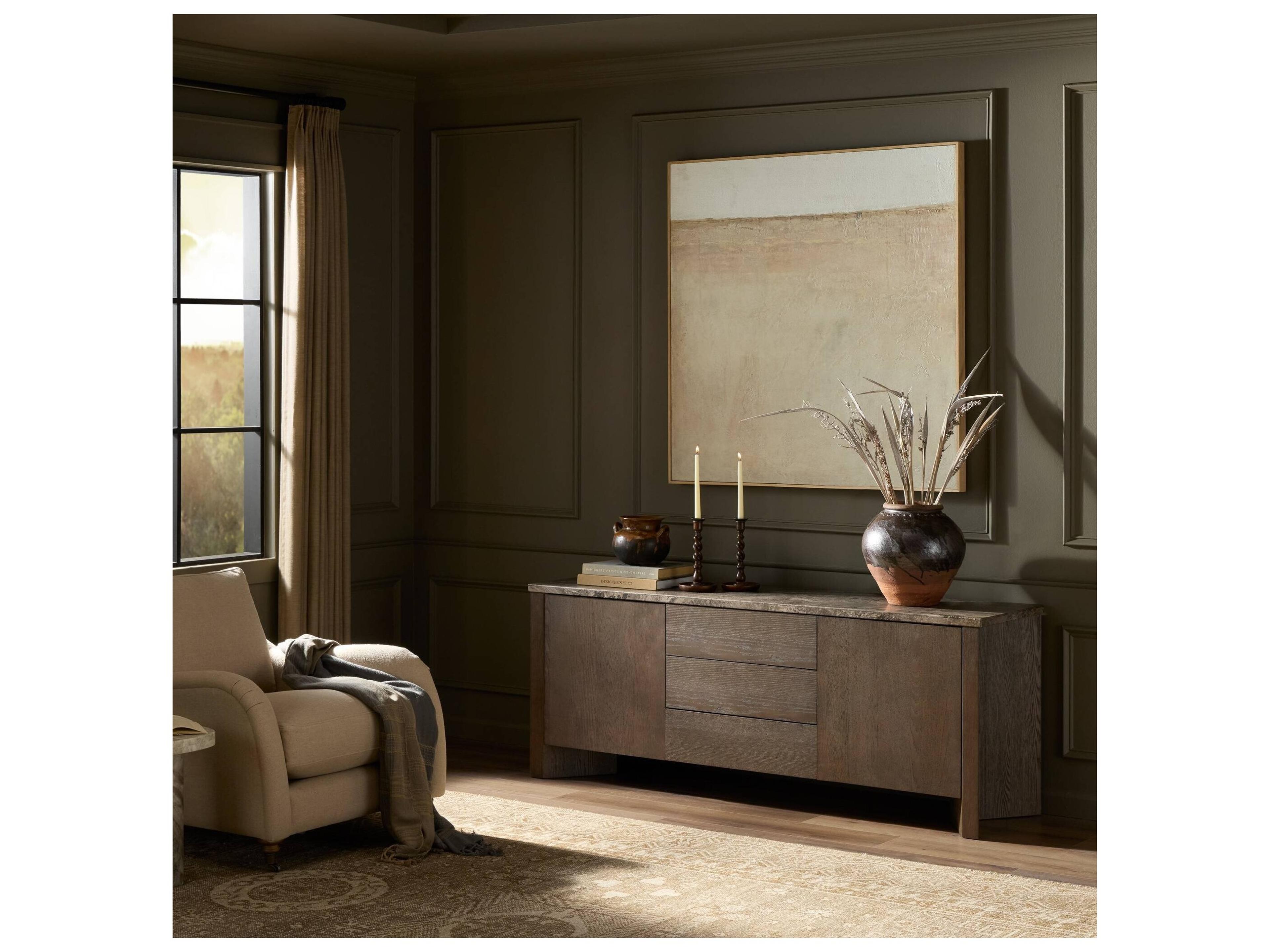 Four Hands Allston 72" Brown Oak Veneer Media Console