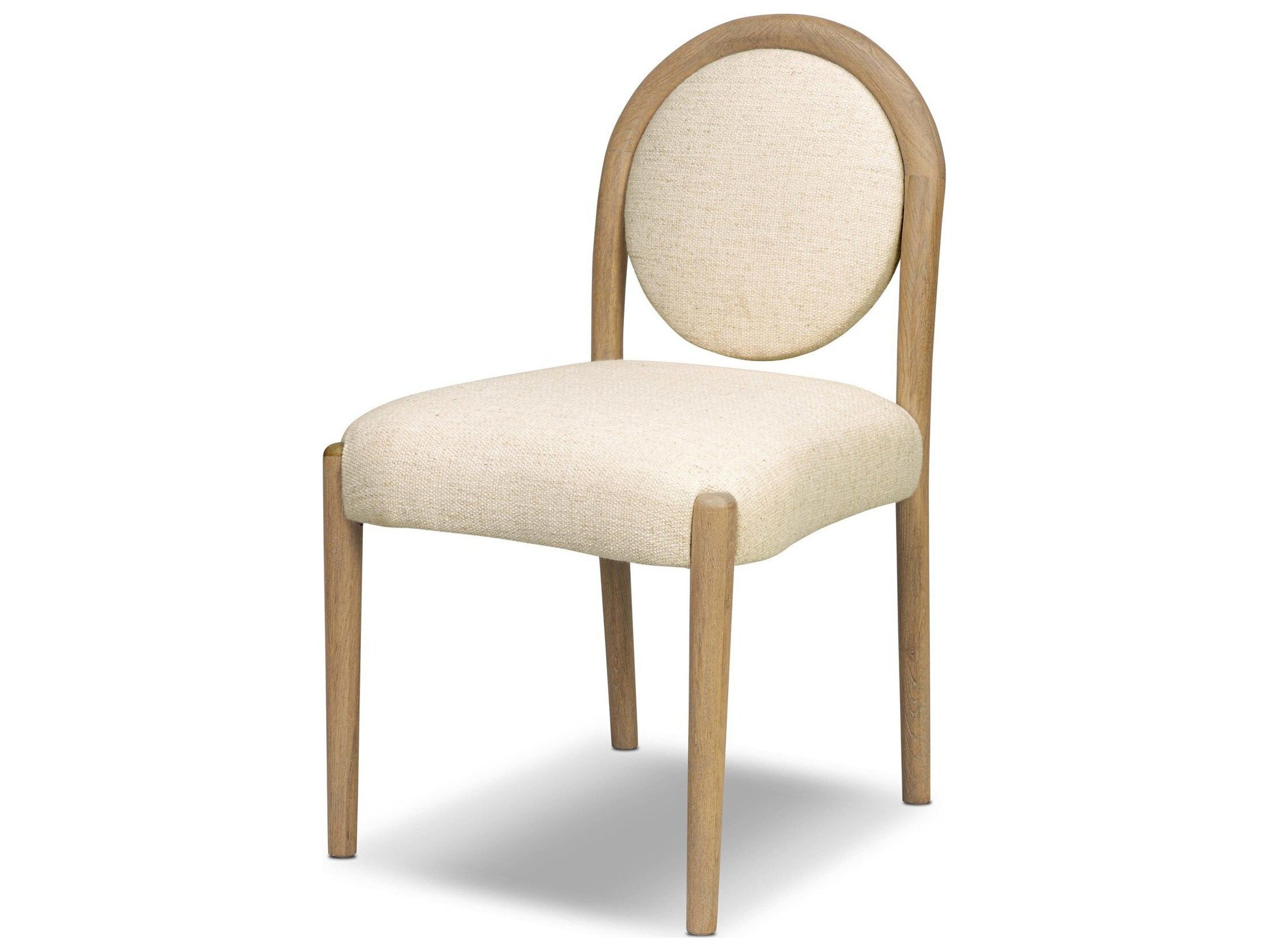 Berman Oak Wood Thames Cream Upholstered Armless Dining Chair