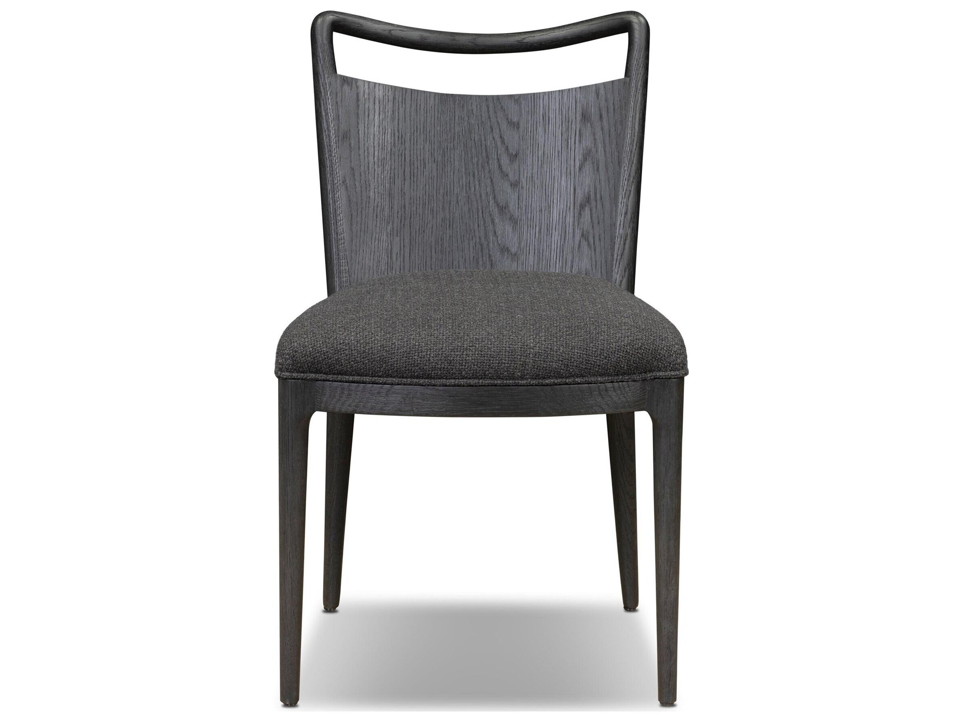Four Hands Agency Oak Wood Black Upholstered Armless Dining Chair