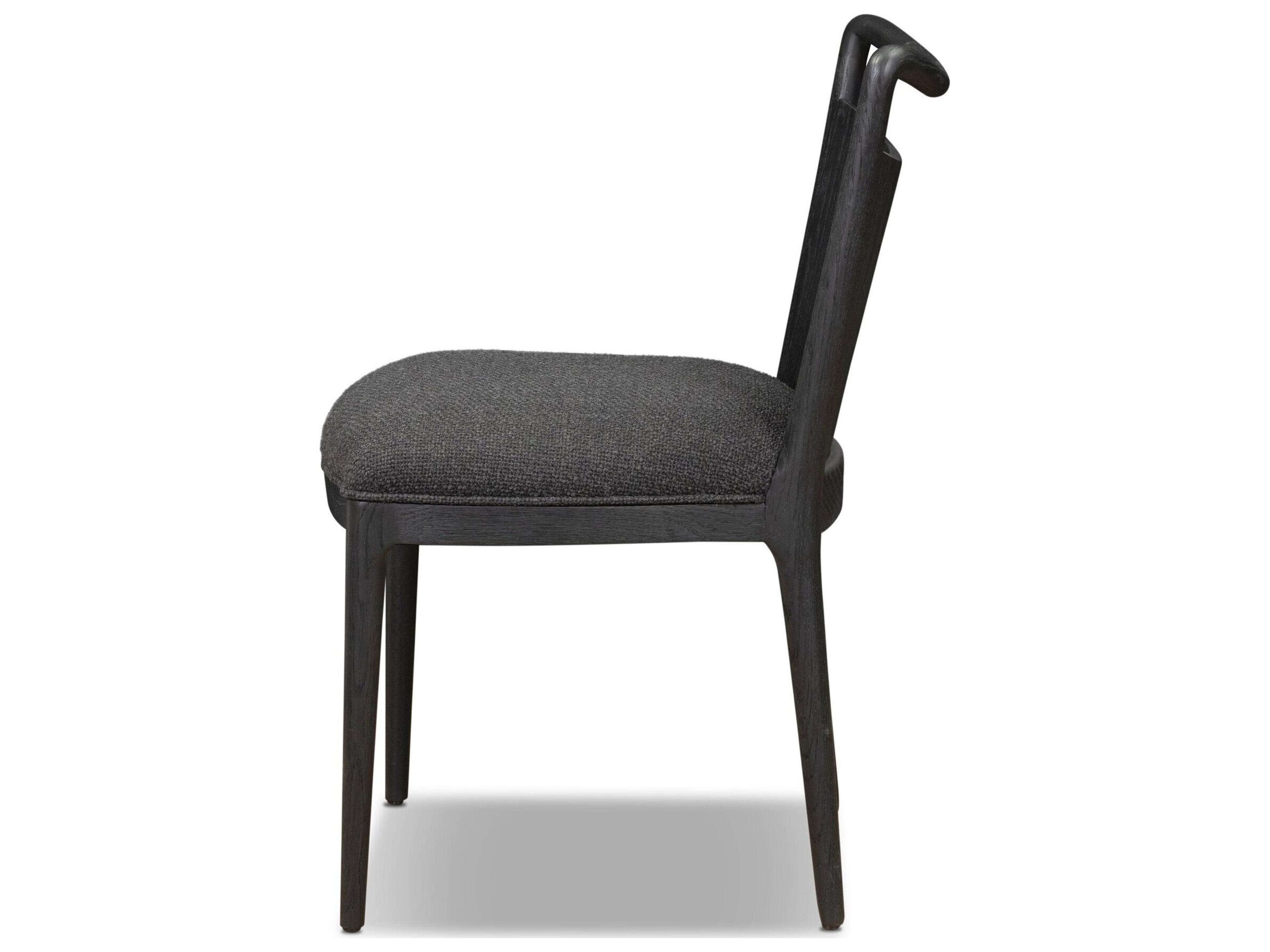 Four Hands Agency Oak Wood Black Upholstered Armless Dining Chair