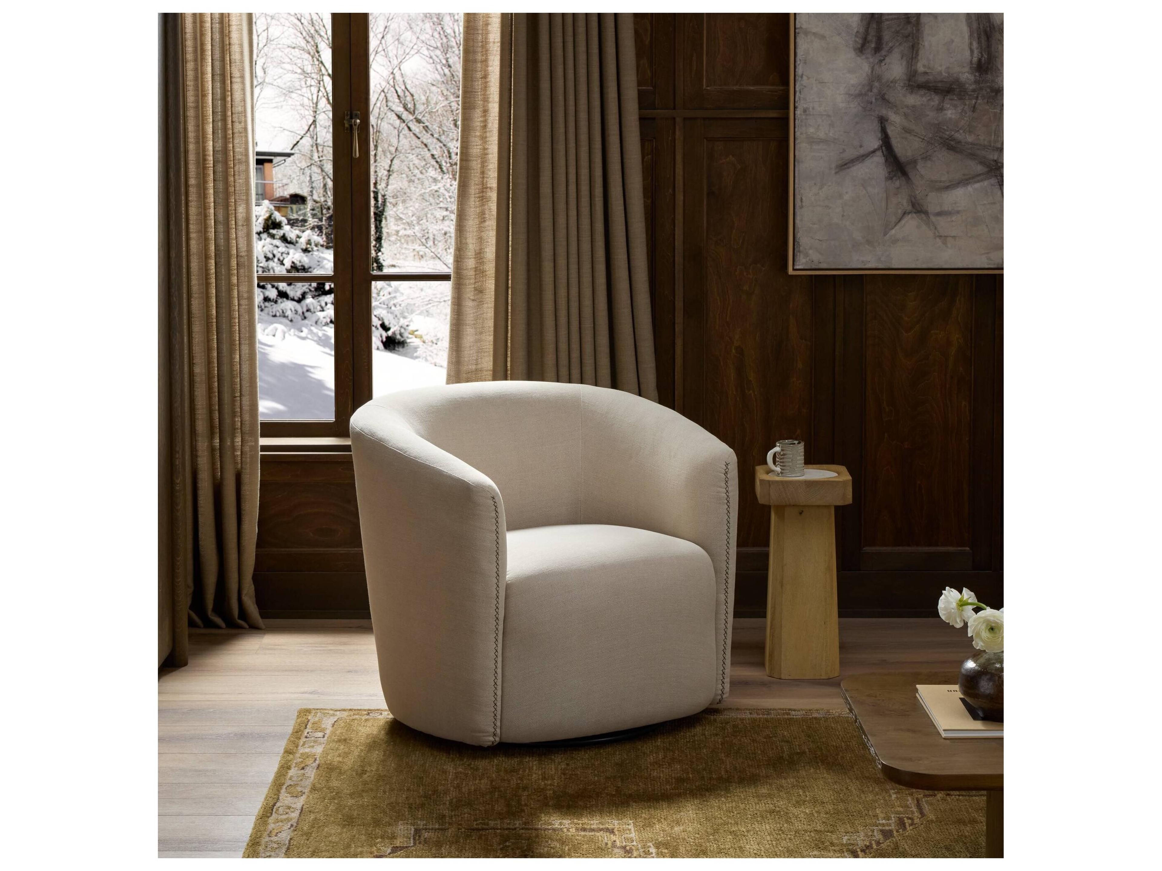 Four Hands Ackerman Swivel Broadway Dune Accent Chair