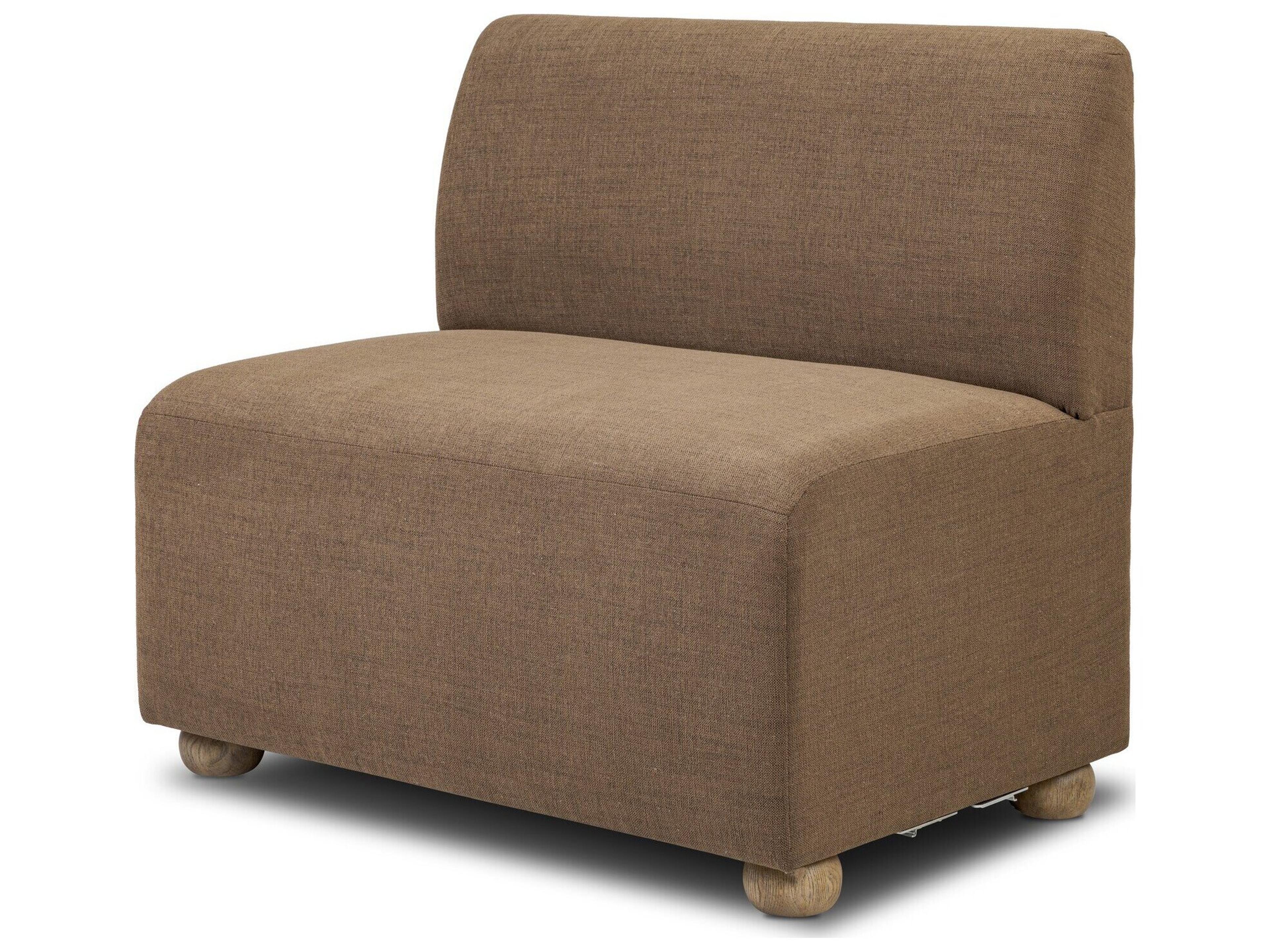 Easton Oak Wood Brown Upholstered Armless Dining Chair