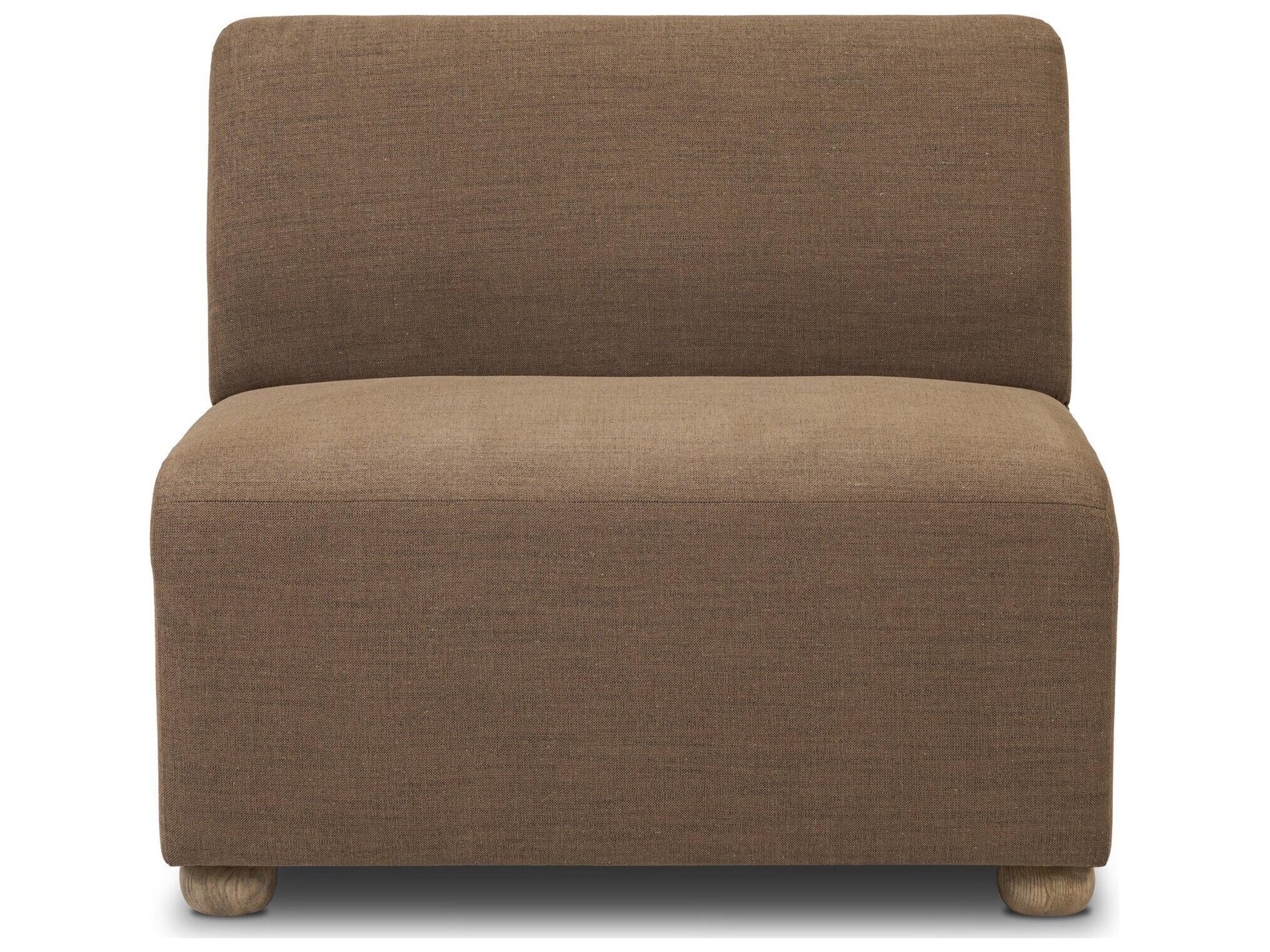 Four Hands Easton Oak Wood Brown Upholstered Armless Dining Chair