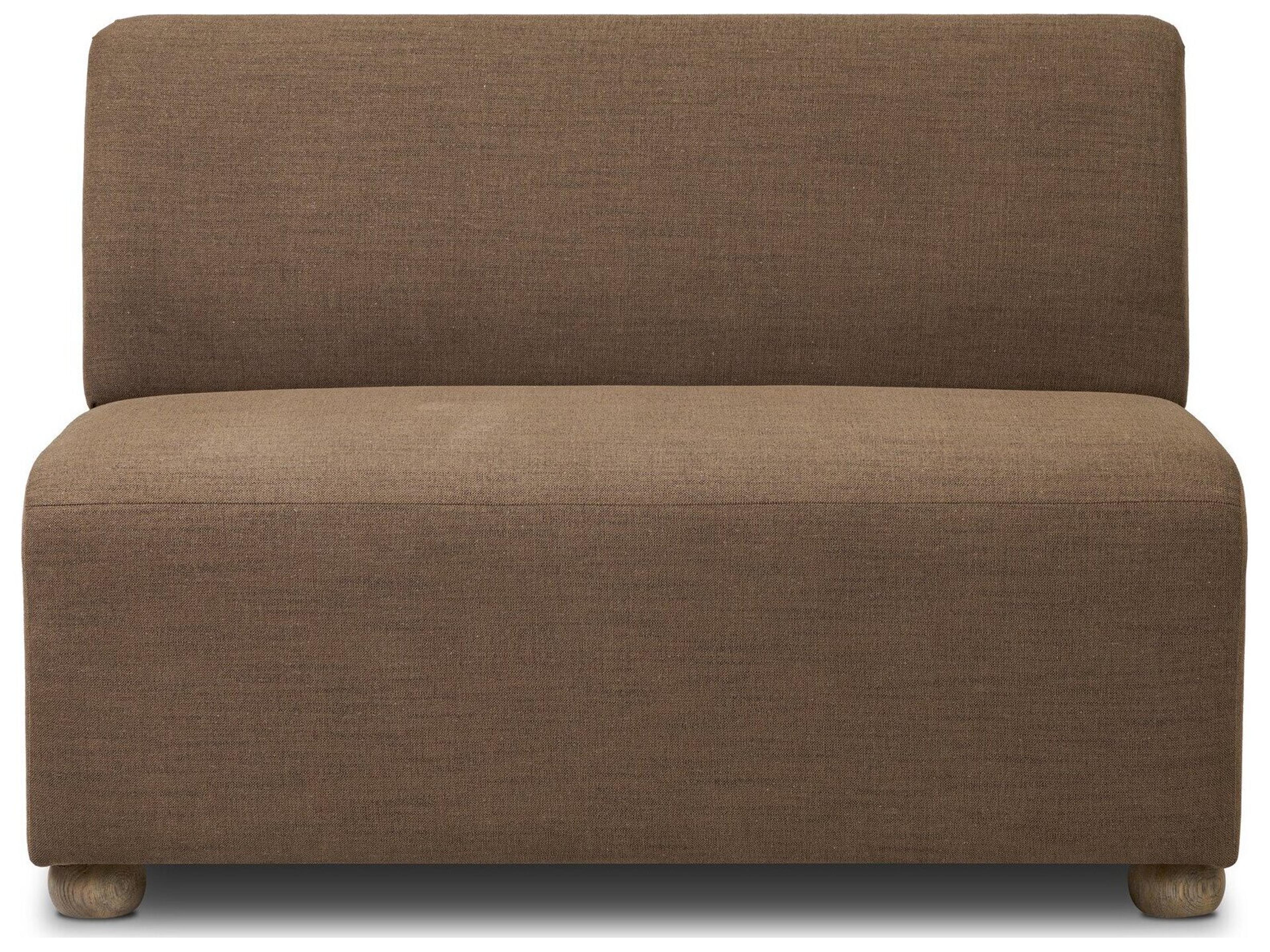 Four Hands Easton Oak Wood Brown Upholstered Armless Dining Chair