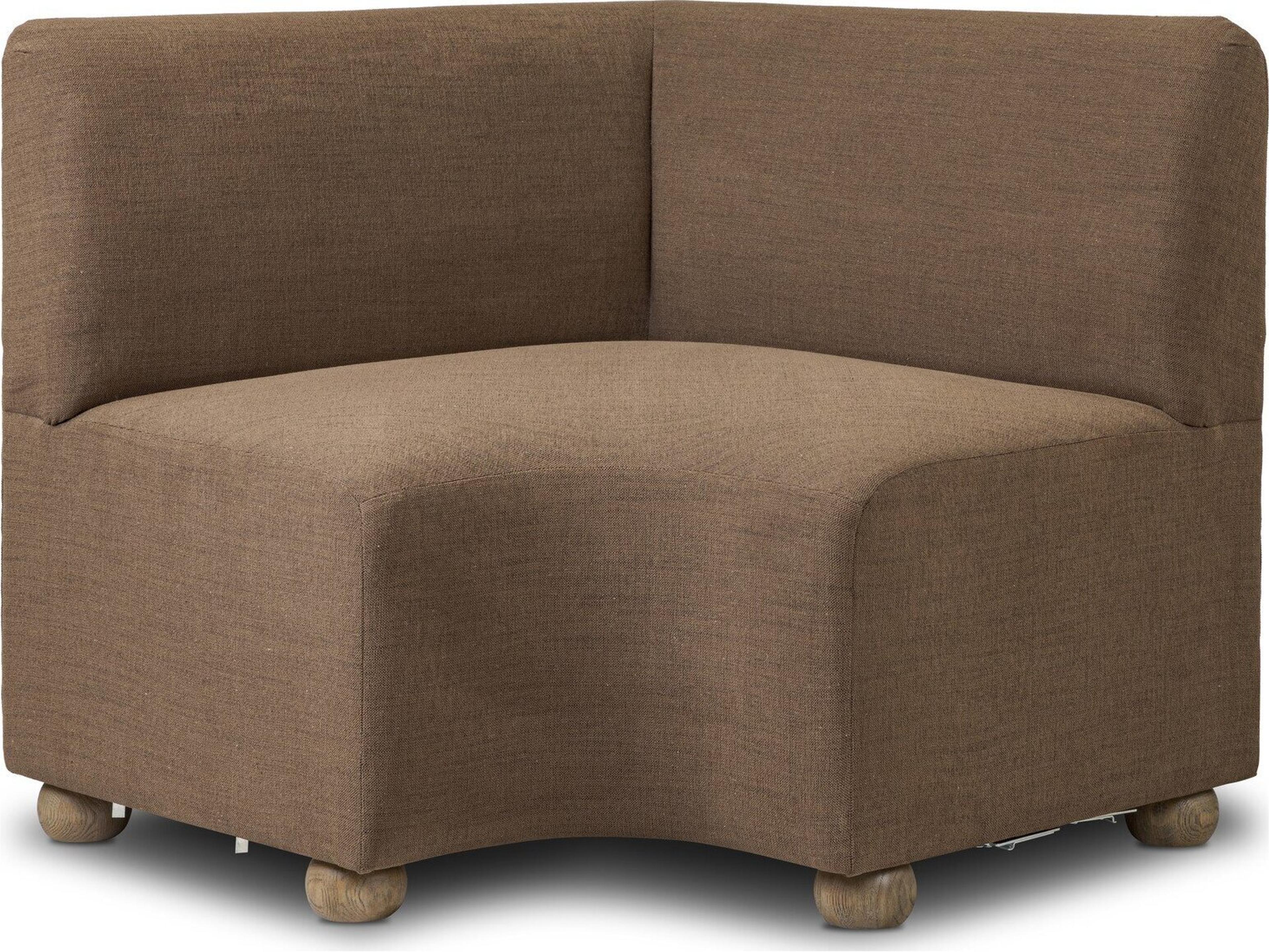 Four Hands Easton Oak Wood Brown Upholstered Armless Dining Chair