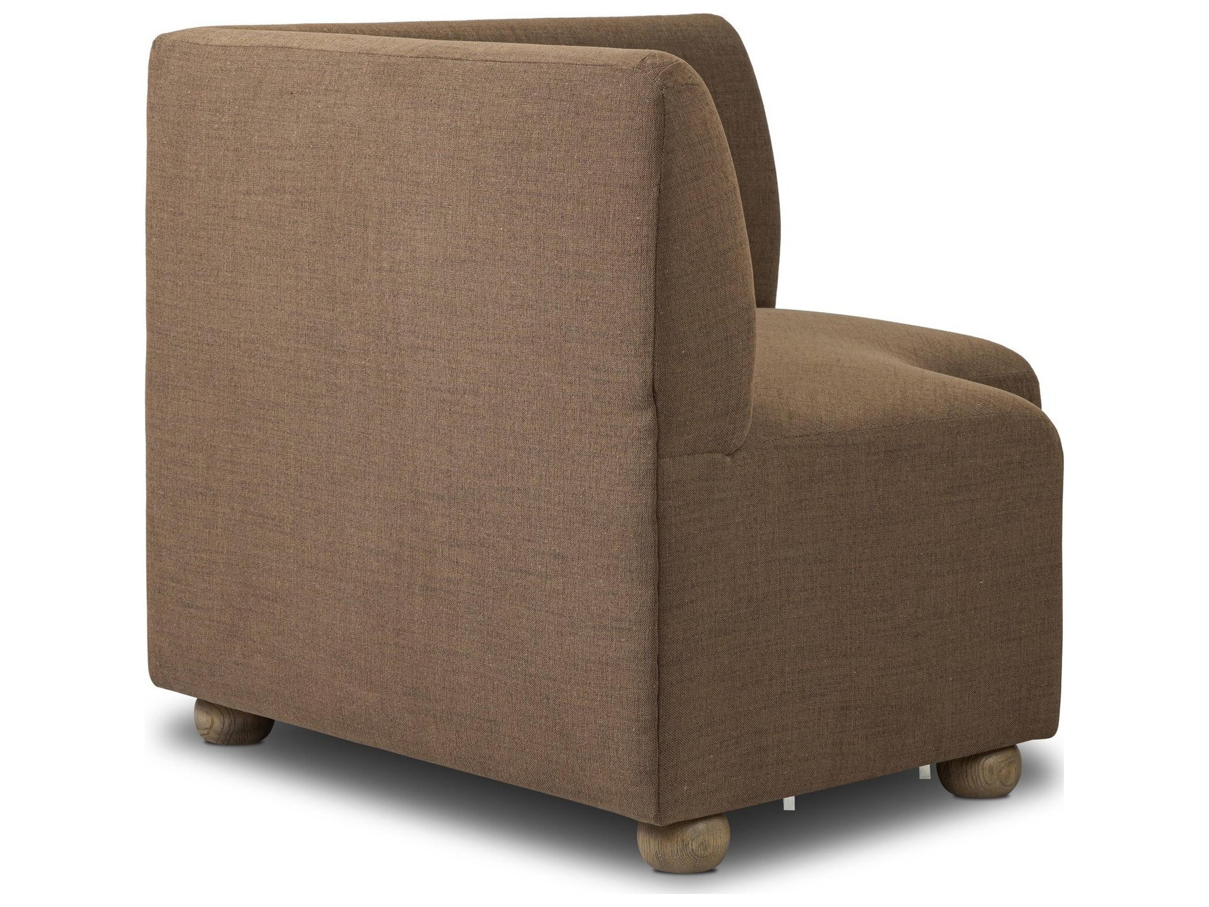 Four Hands Easton Oak Wood Brown Upholstered Armless Dining Chair