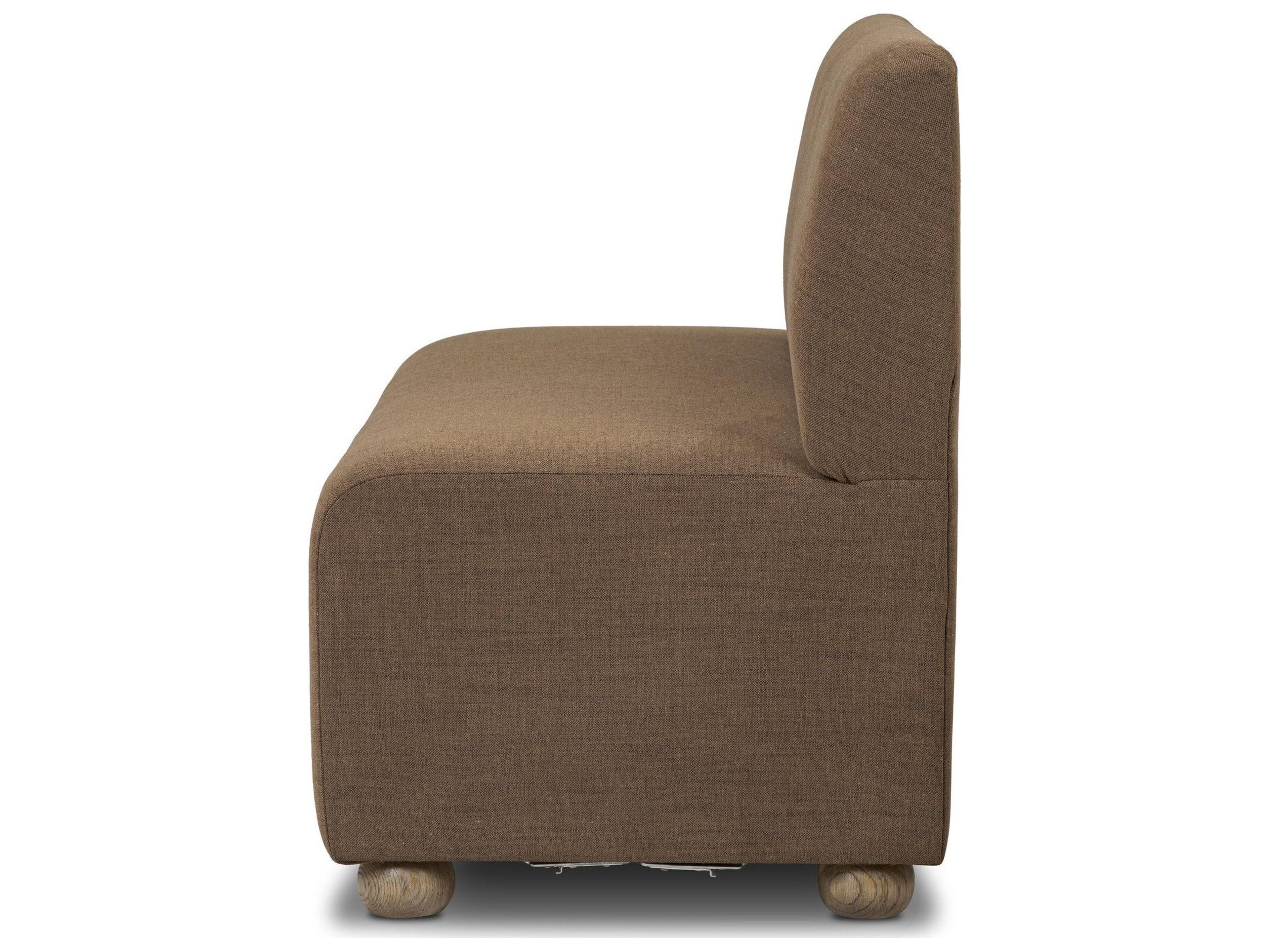 Four Hands Easton Oak Wood Brown Upholstered Armless Dining Chair