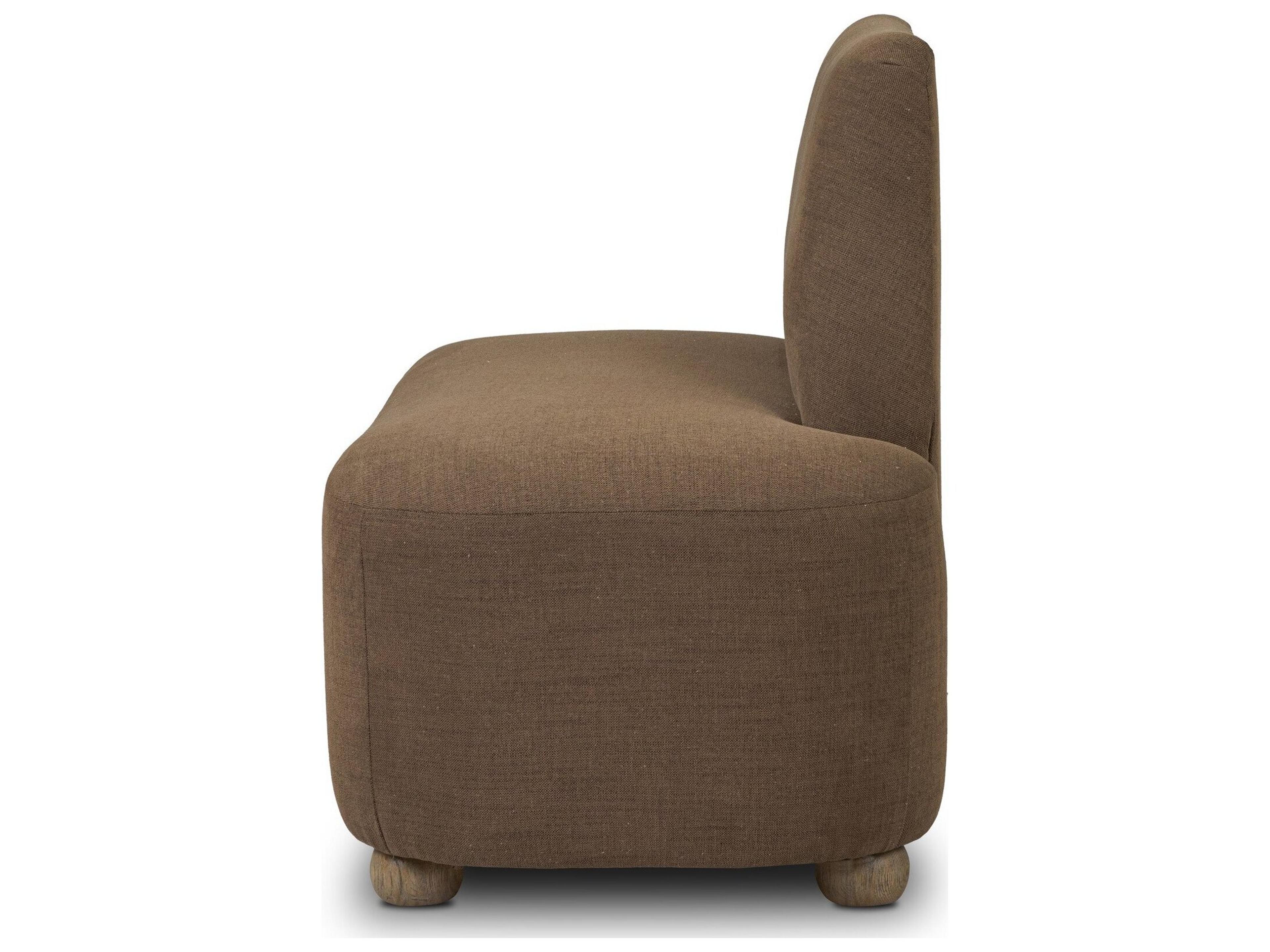 Four Hands Easton Oak Wood Brown Upholstered Armless Dining Chair