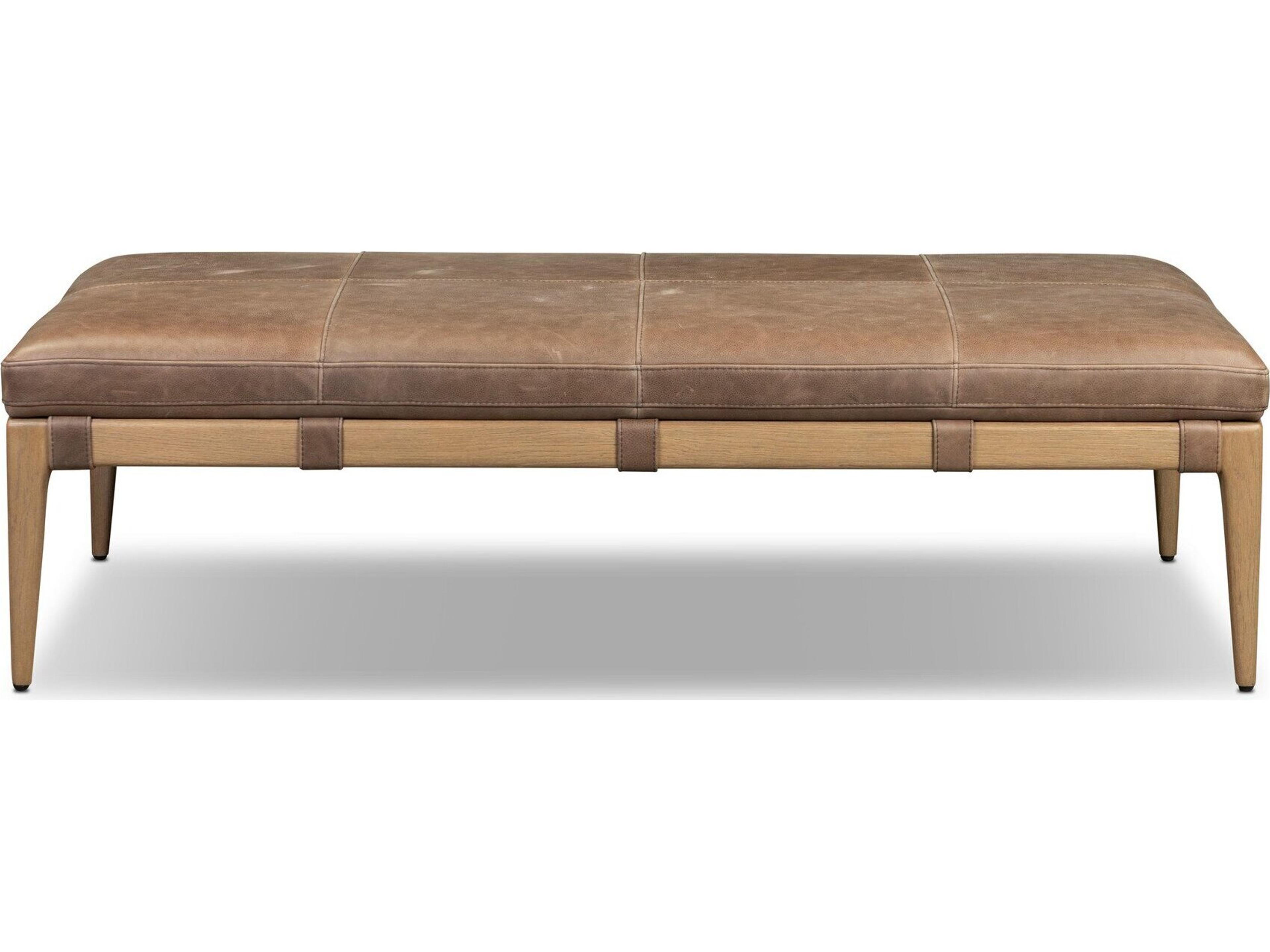 Four Hands Codetta Palermo Cigar Brown Leather Ottoman