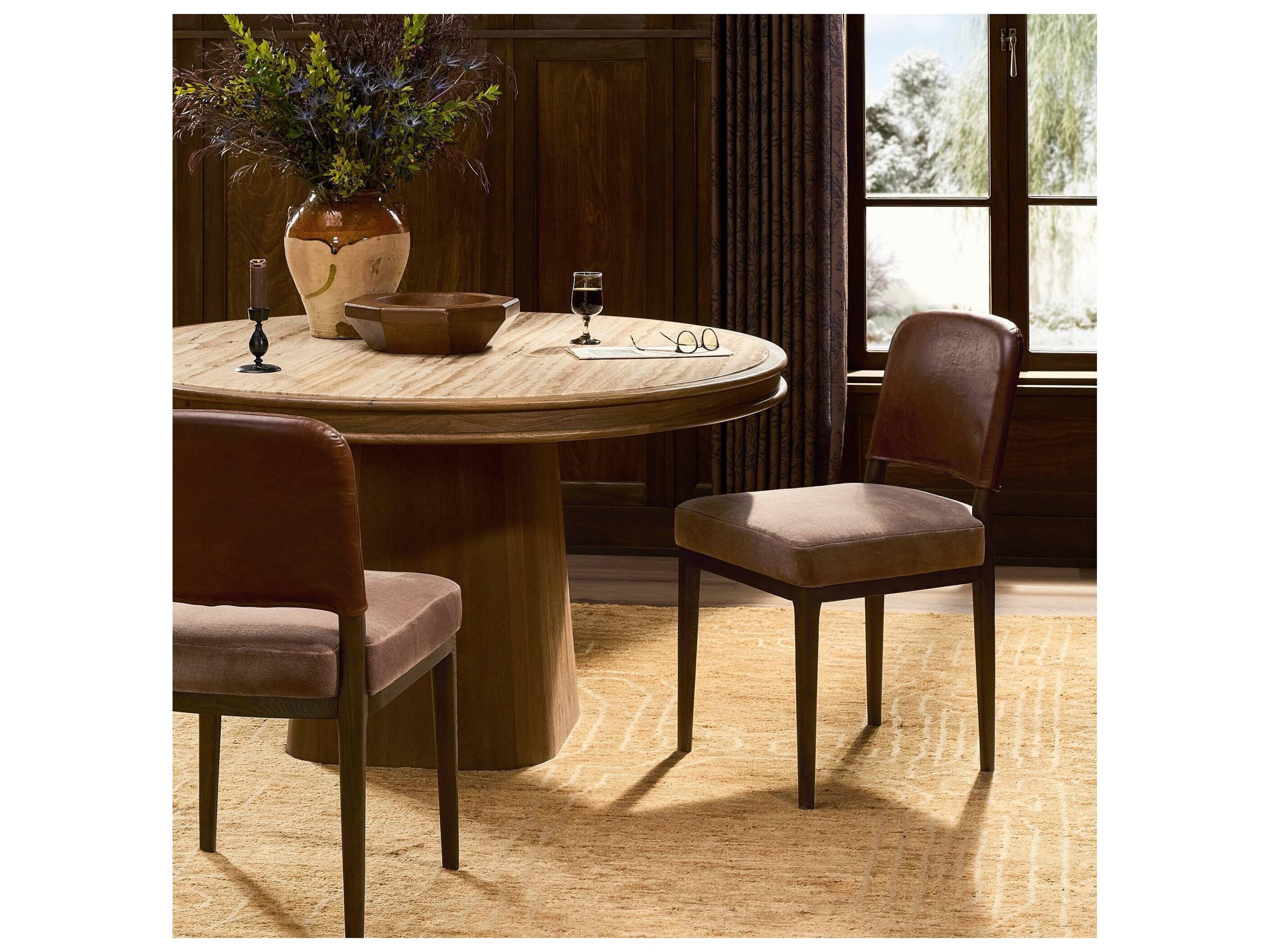 Four Hands Houghton Monte Mushroom Leather Armless Dining Chair