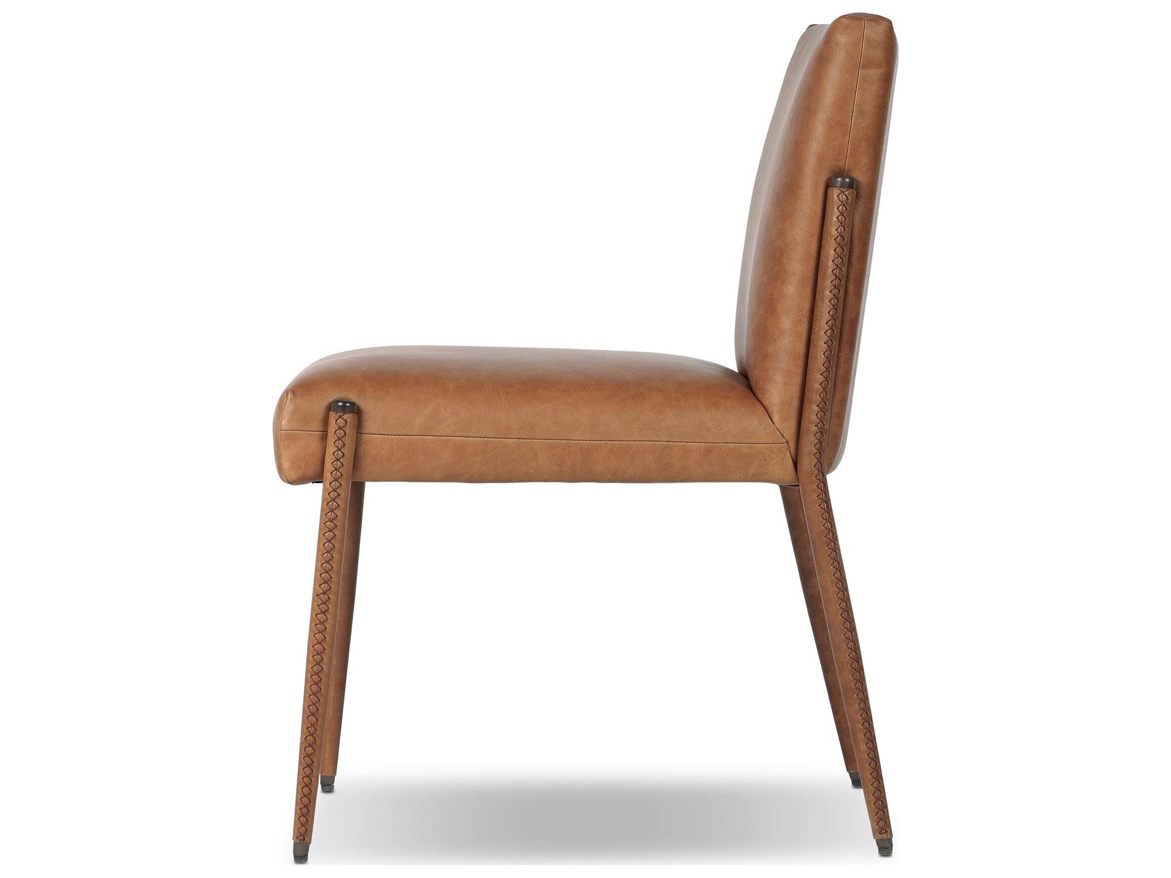 Four Hands Houghton Brown Leather Armless Dining Chair