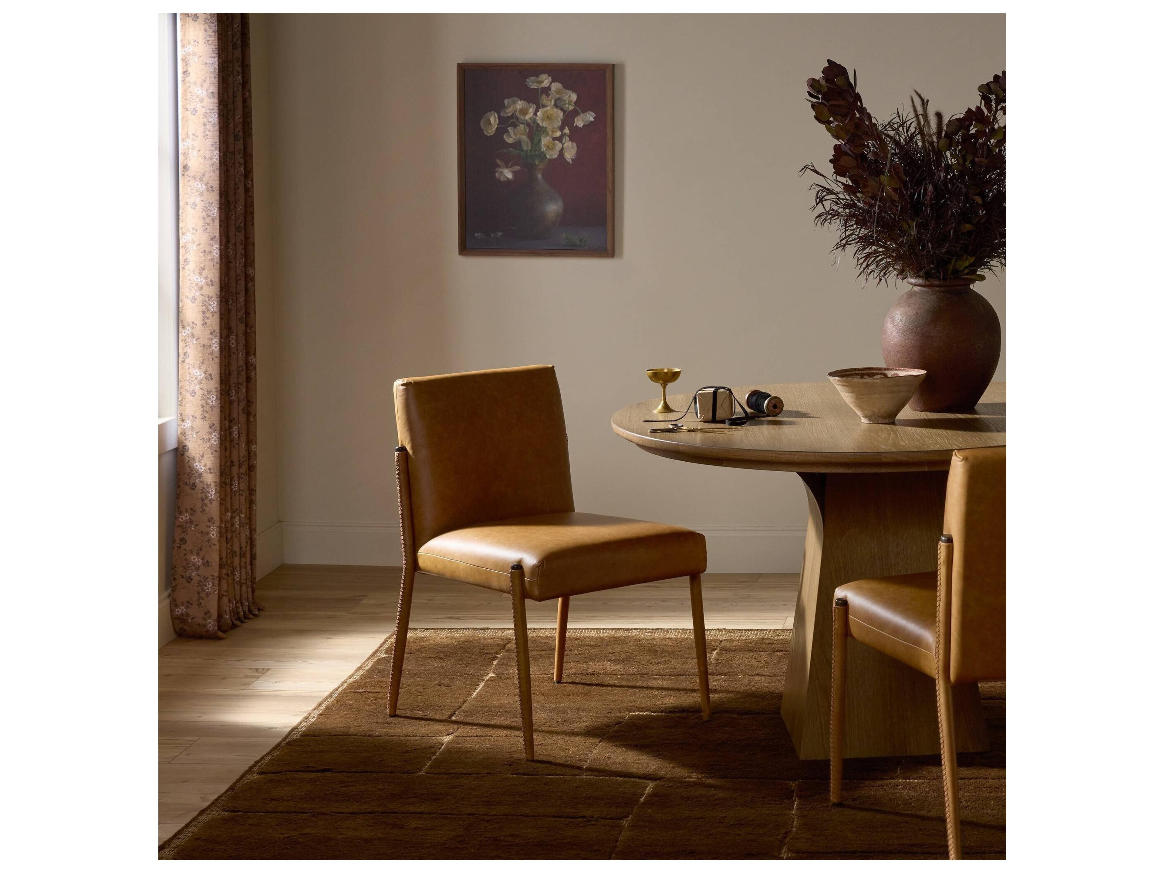 Four Hands Houghton Brown Leather Armless Dining Chair