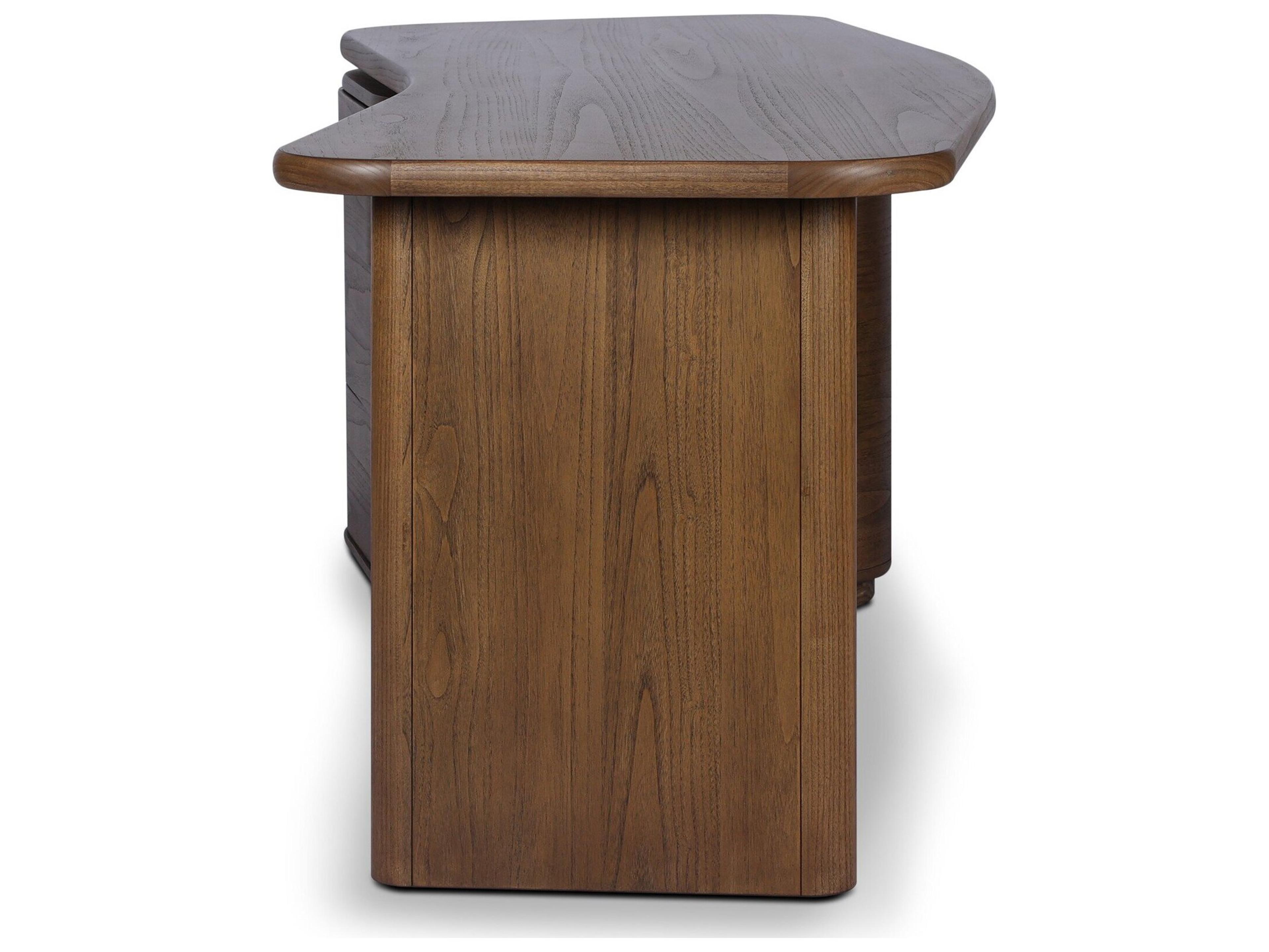 Four Hands Hamilton Amber Sungkai Veneer Brown Wood Executive Desk