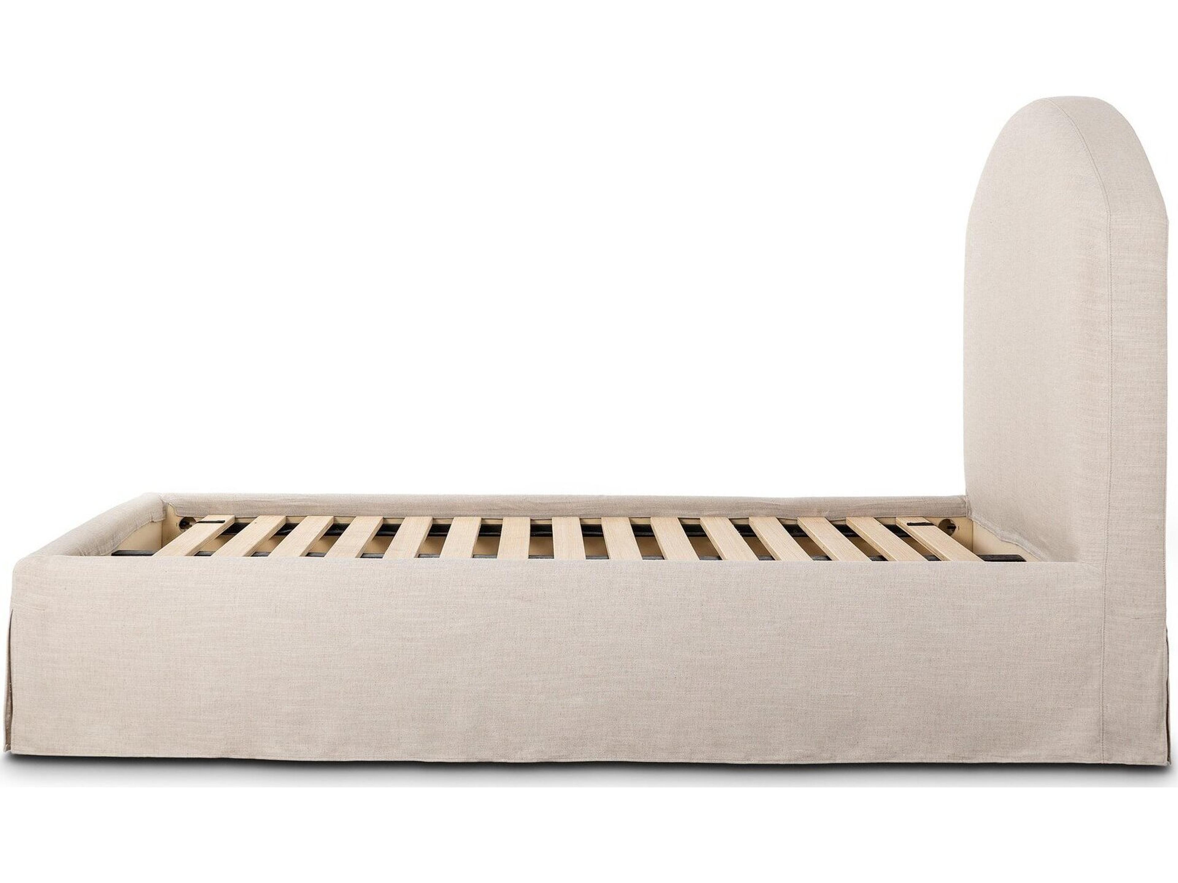 Four Hands Kensington Beige Parrawood Upholstered Queen Platform Bed