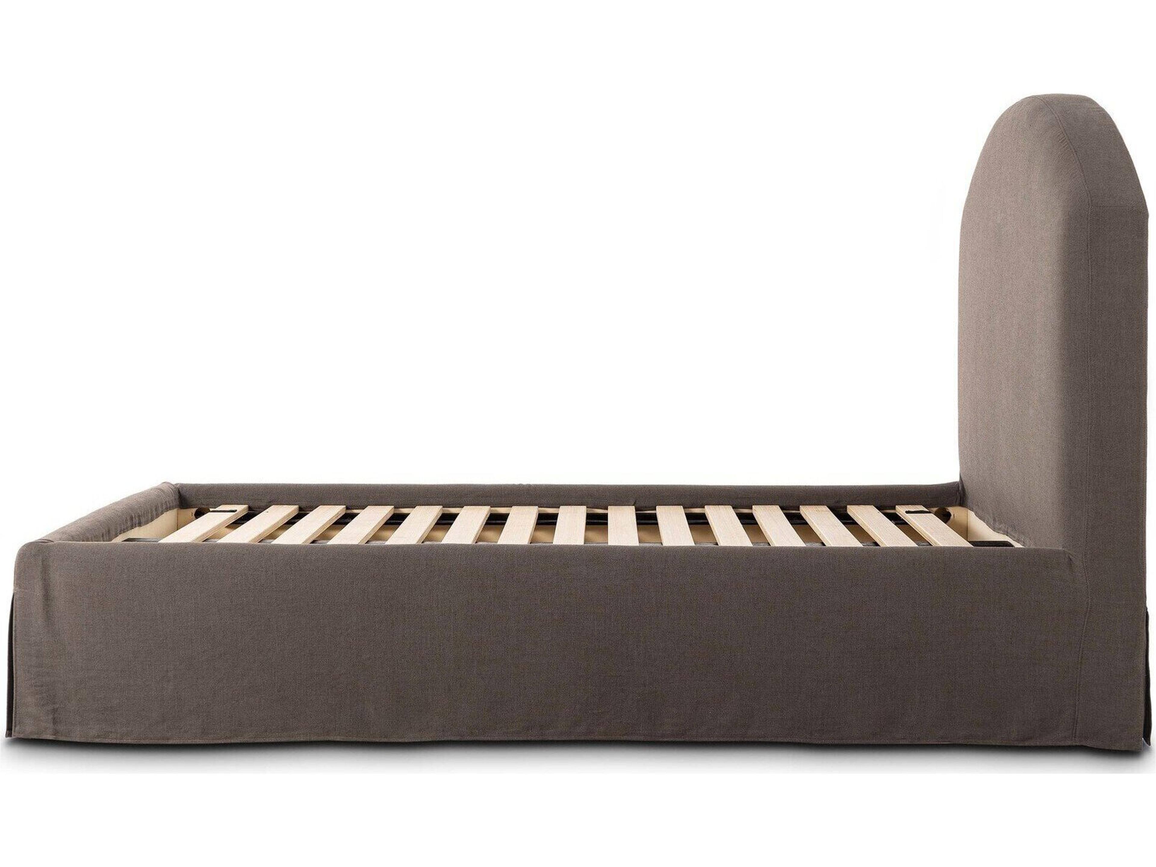 Four Hands Kensington Brown Parrawood Upholstered Queen Platform Bed