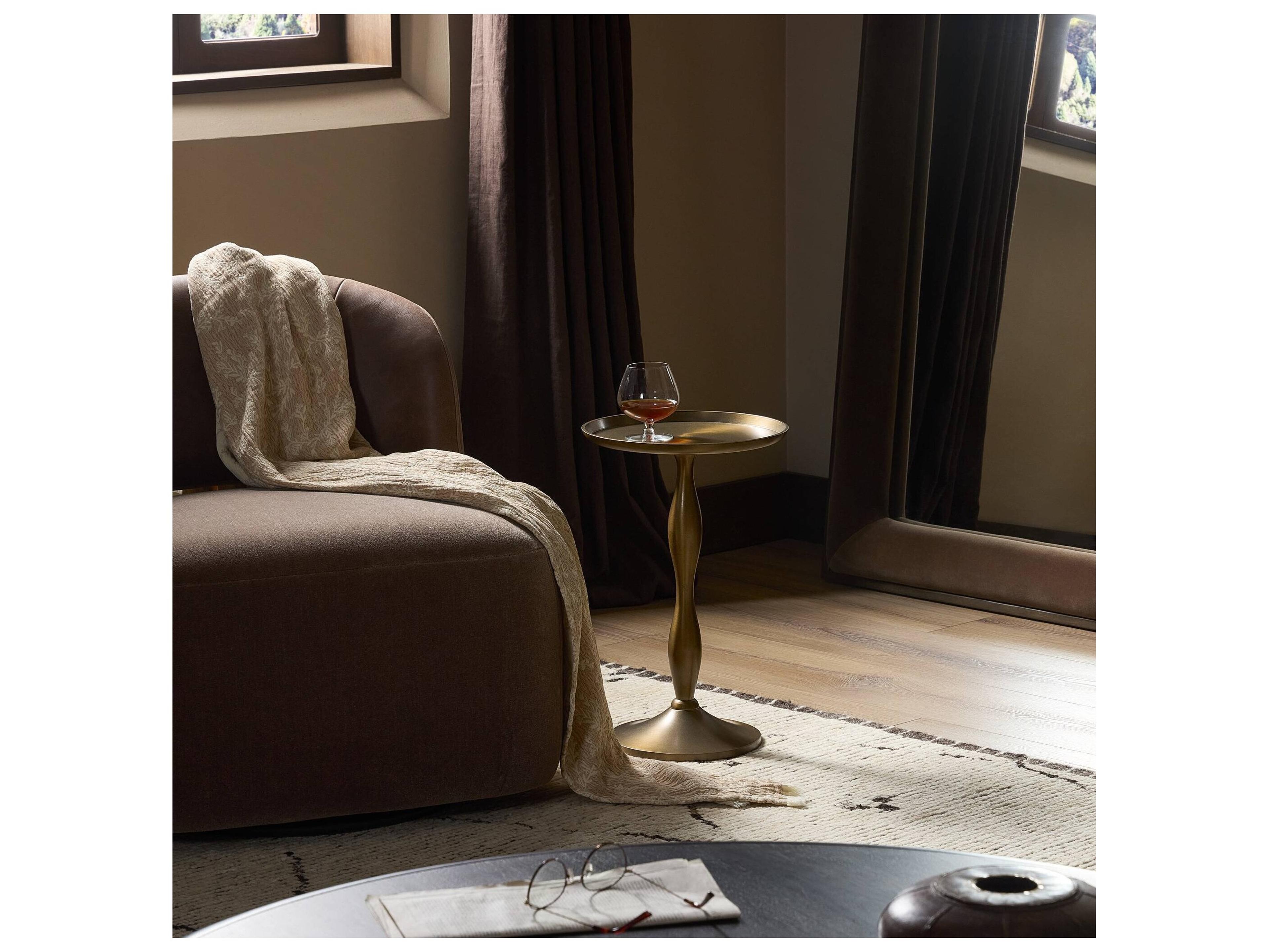 Four Hands Marlow Dark Aluminum Round Metal End Table