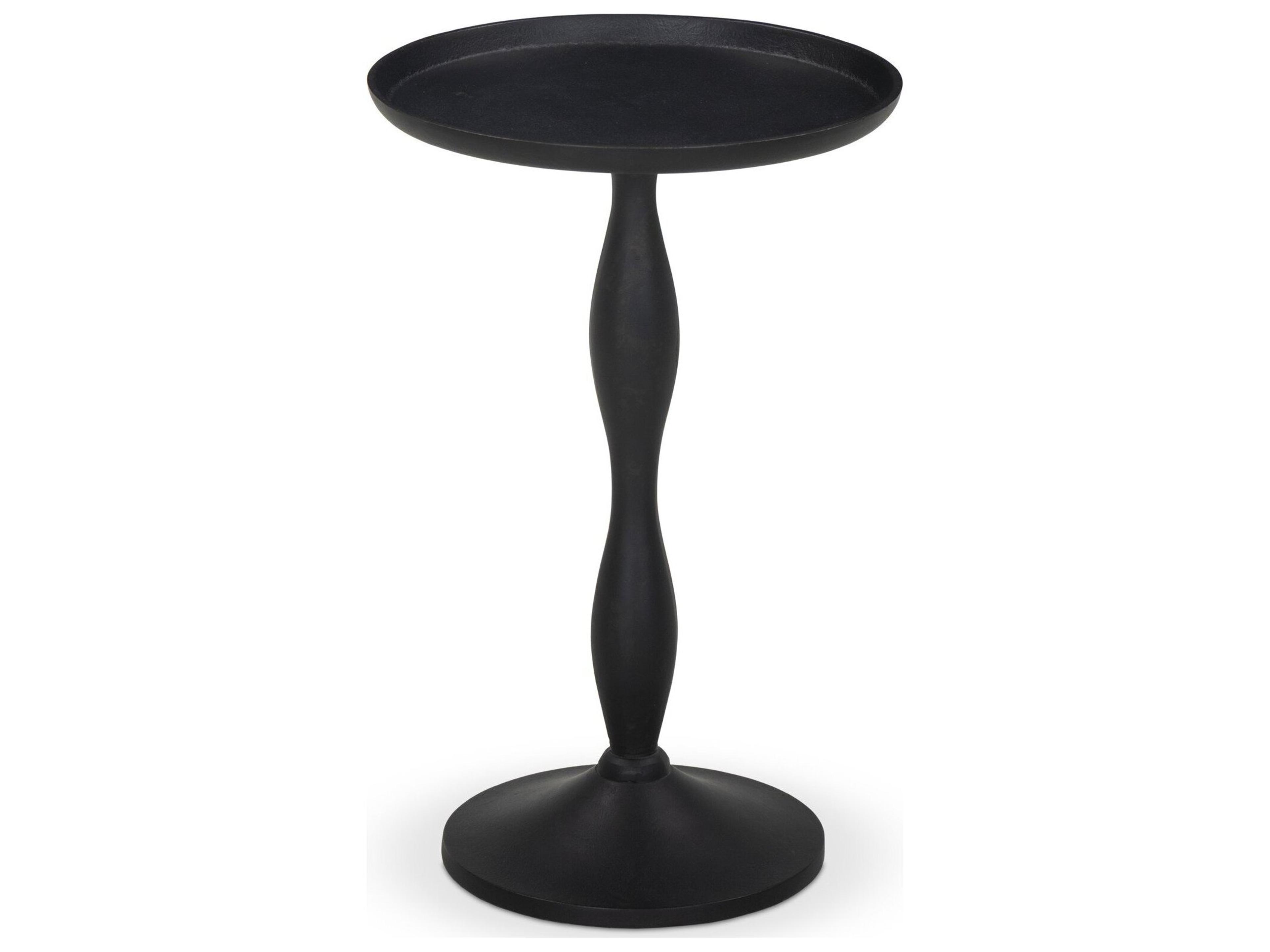 Marlow Round Black Antique Metal End Table