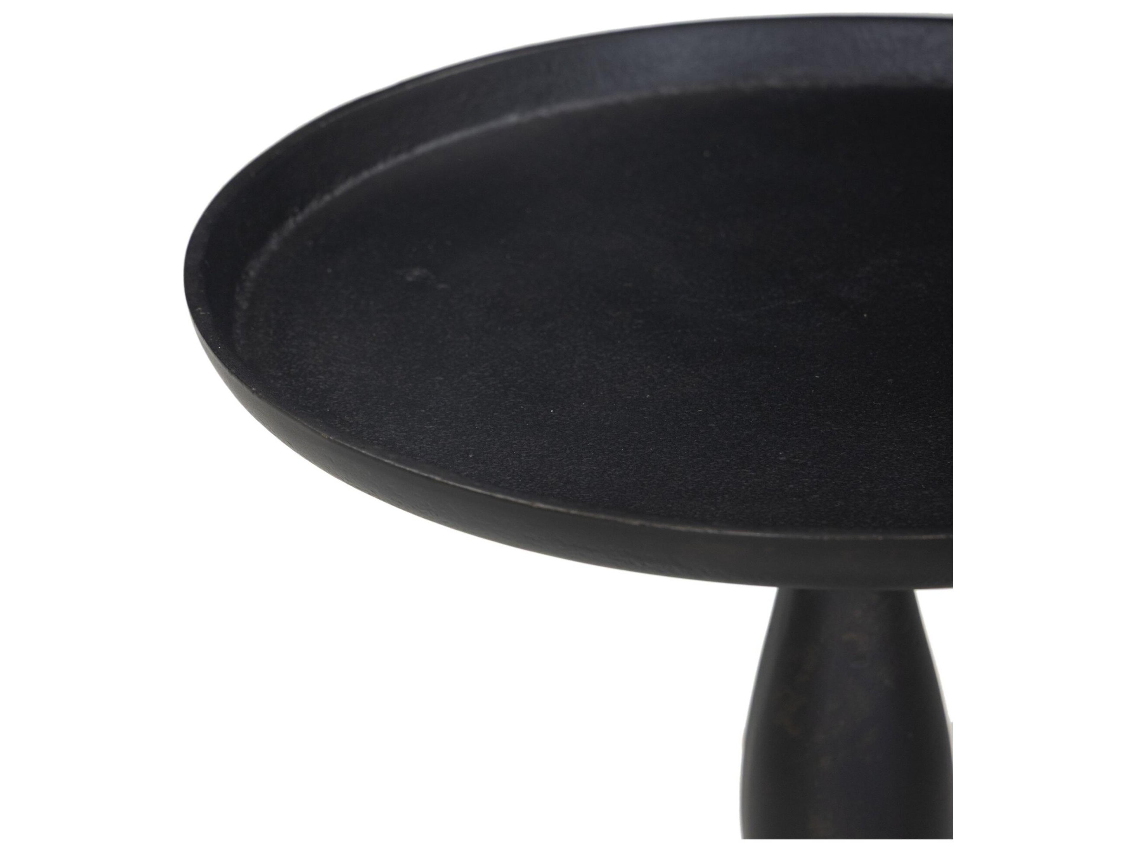 Four Hands Marlow Round Black Antique Metal End Table