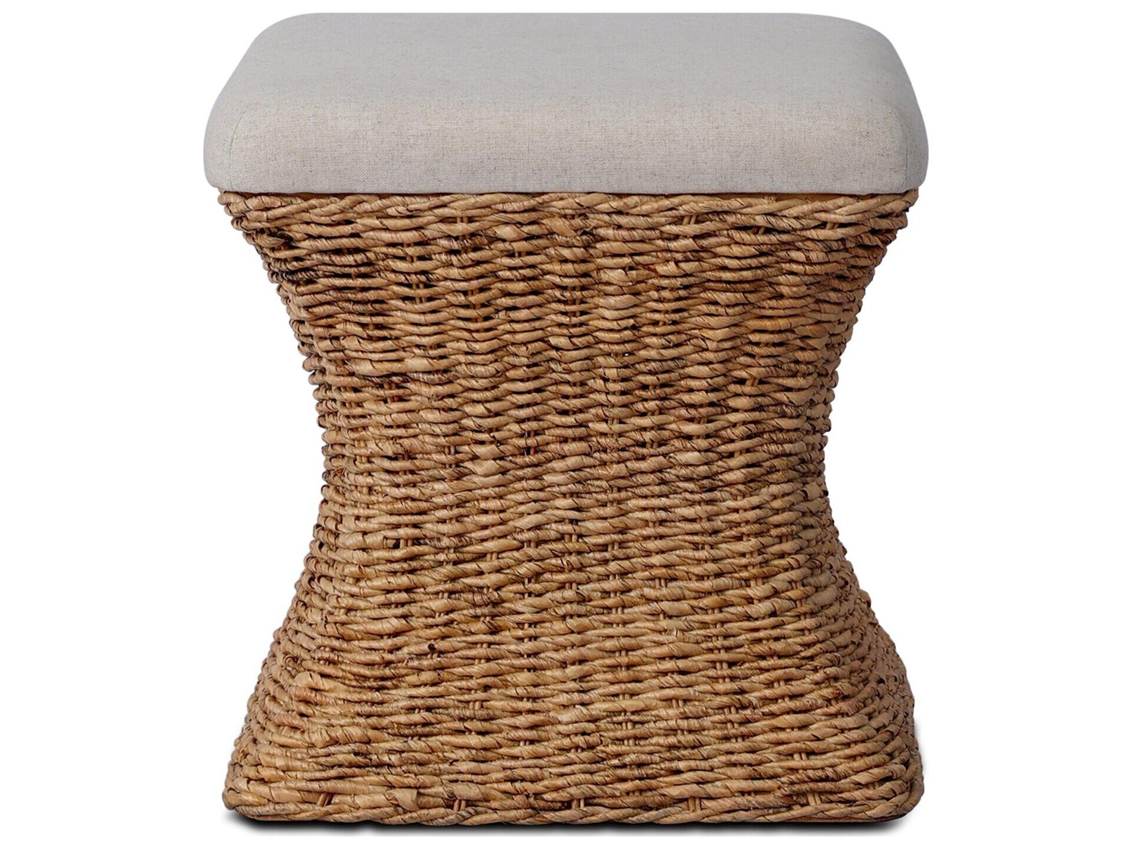 Four Hands Grass Roots Lynchart Sand Tan Upholstered Accent Stool