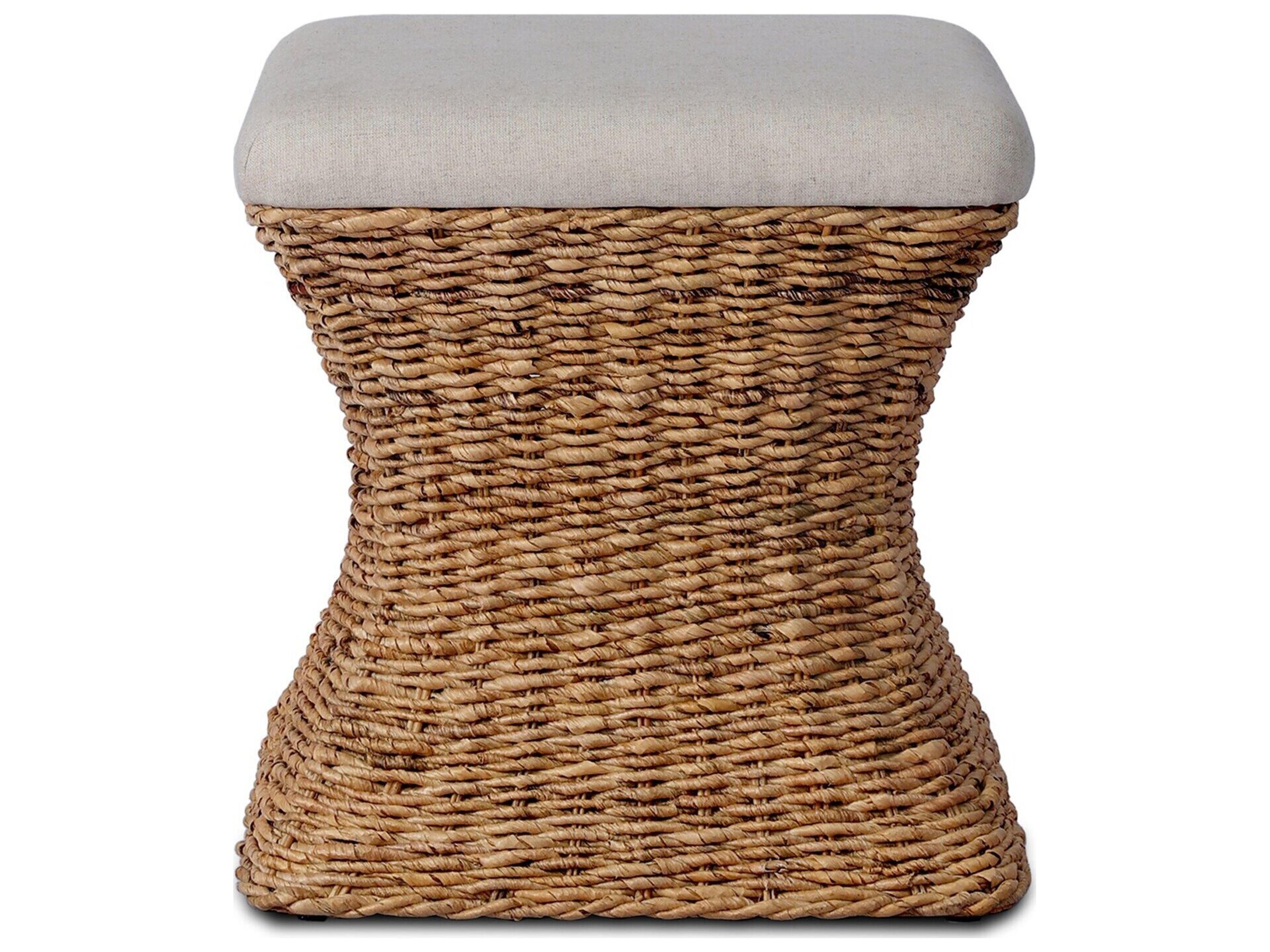 Four Hands Grass Roots Lynchart Sand Tan Upholstered Accent Stool