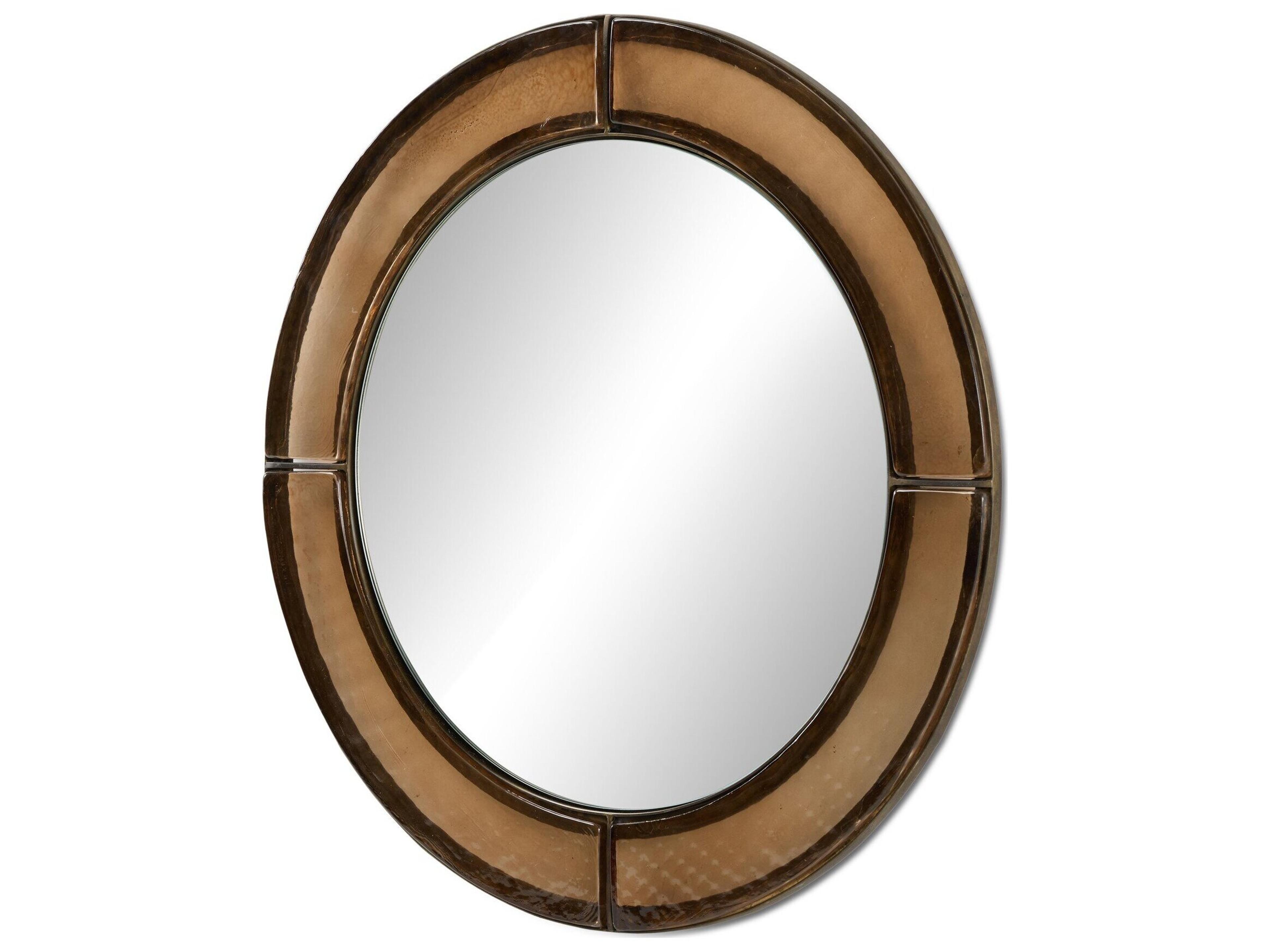 Marlow Smoked Brown Cast Glass Wall Mirror Round