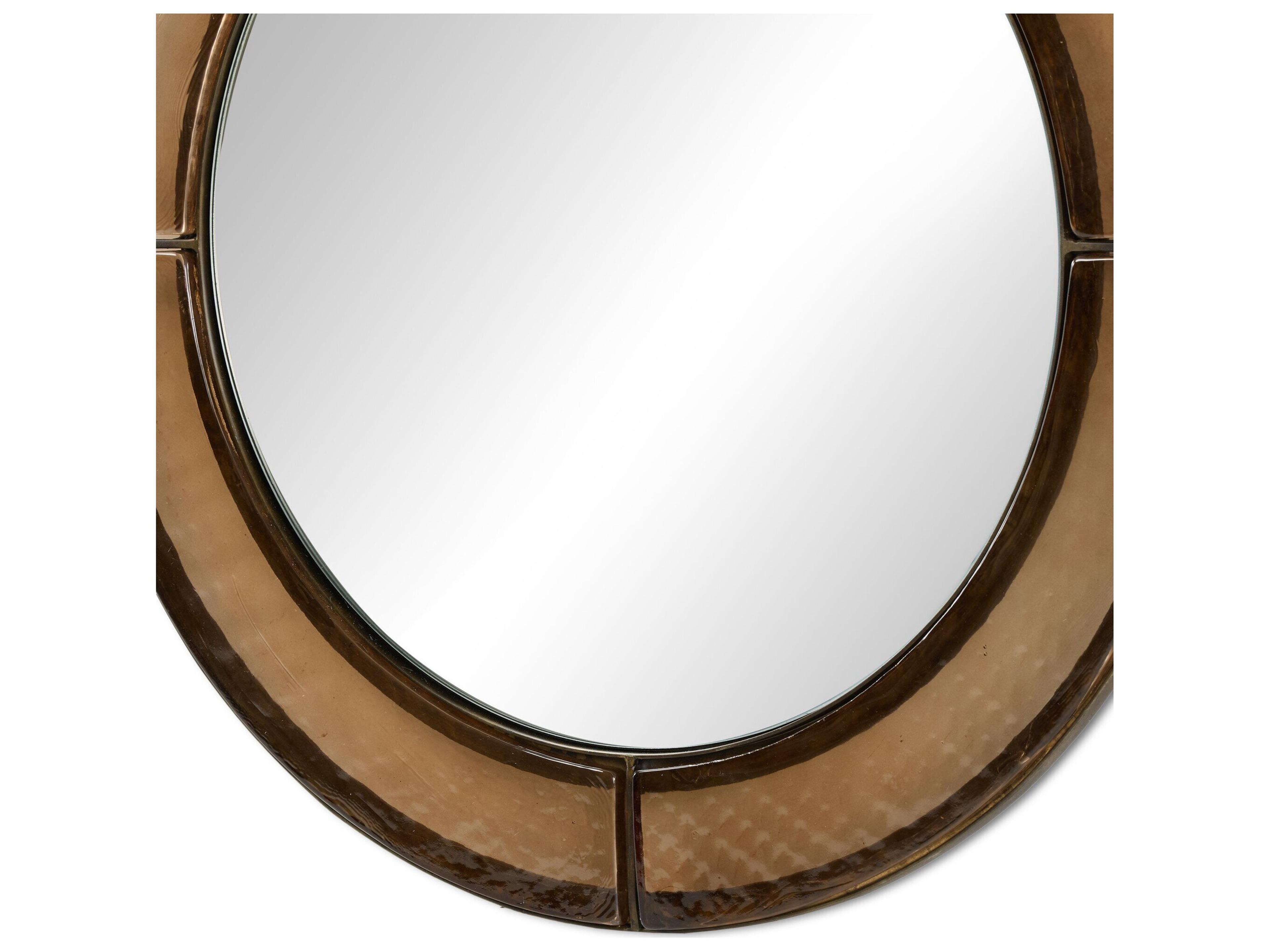 Luxecor Globetrotter Smoked Brown Cast Glass Wall Mirror Round