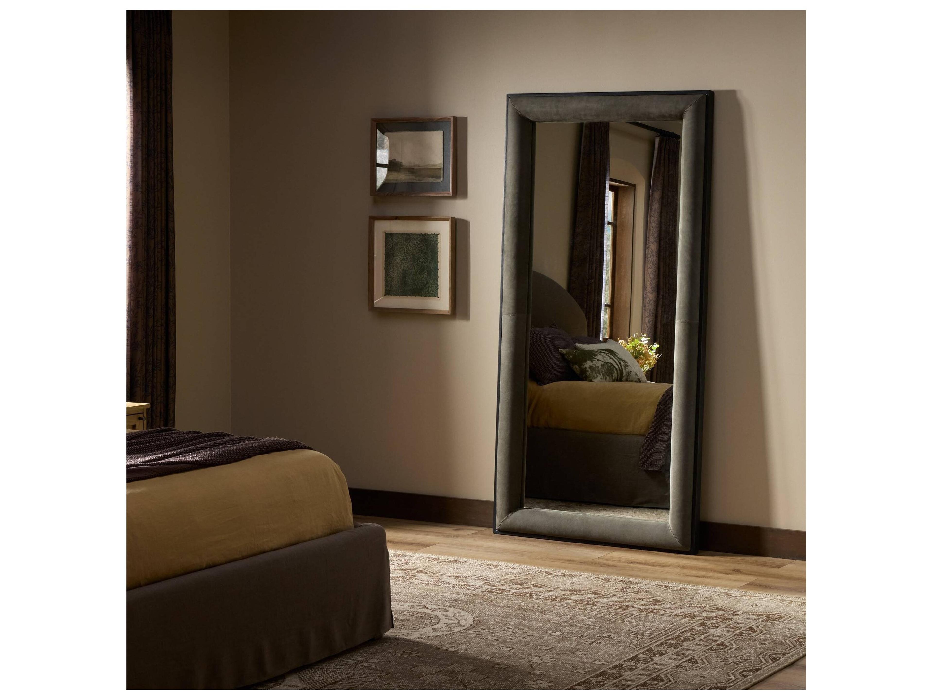 Four Hands Allston Distressed Black Ash Veneer Floor Mirror Vertical