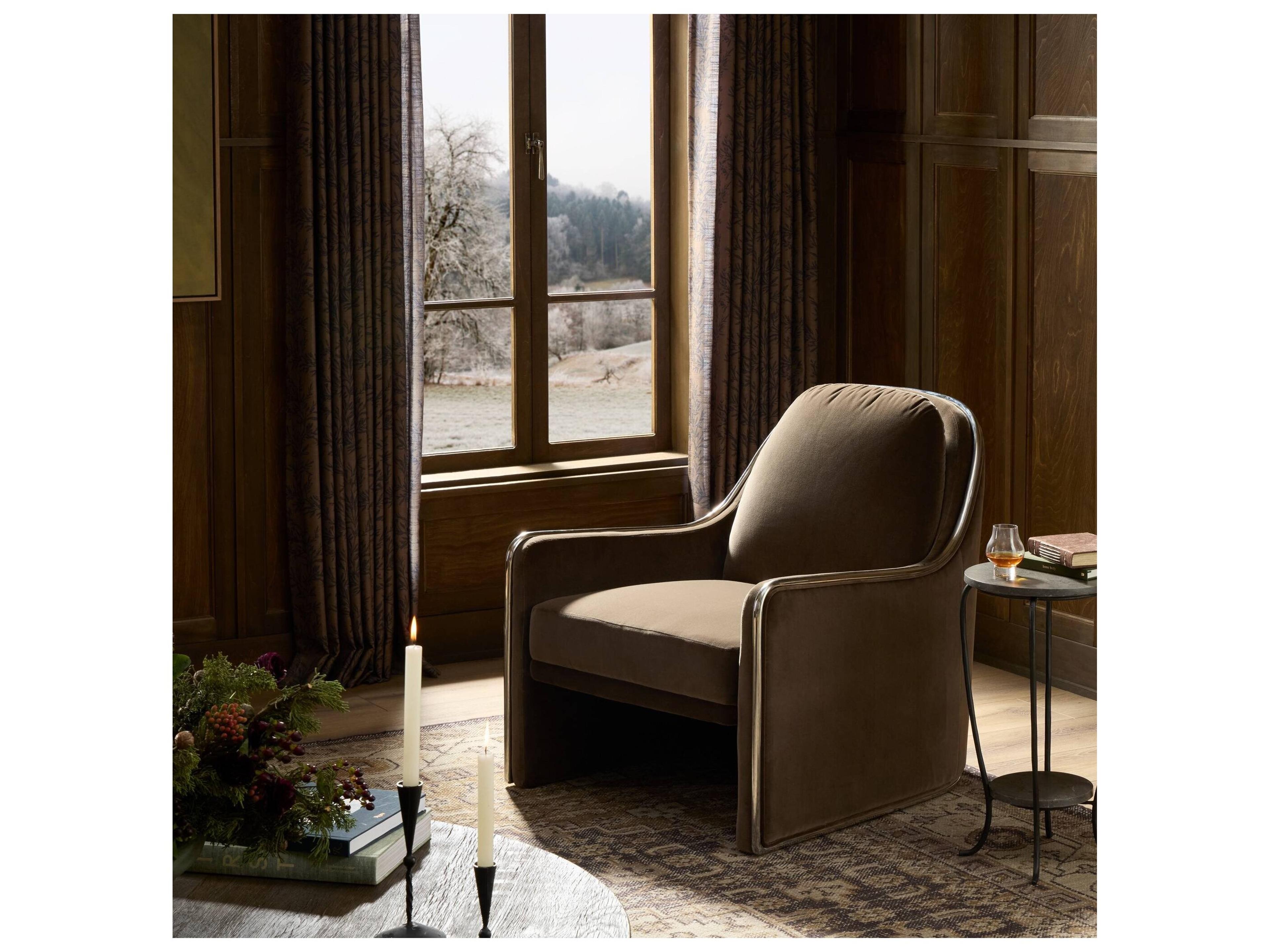 Four Hands Allston Brown Velvet Accent Chair