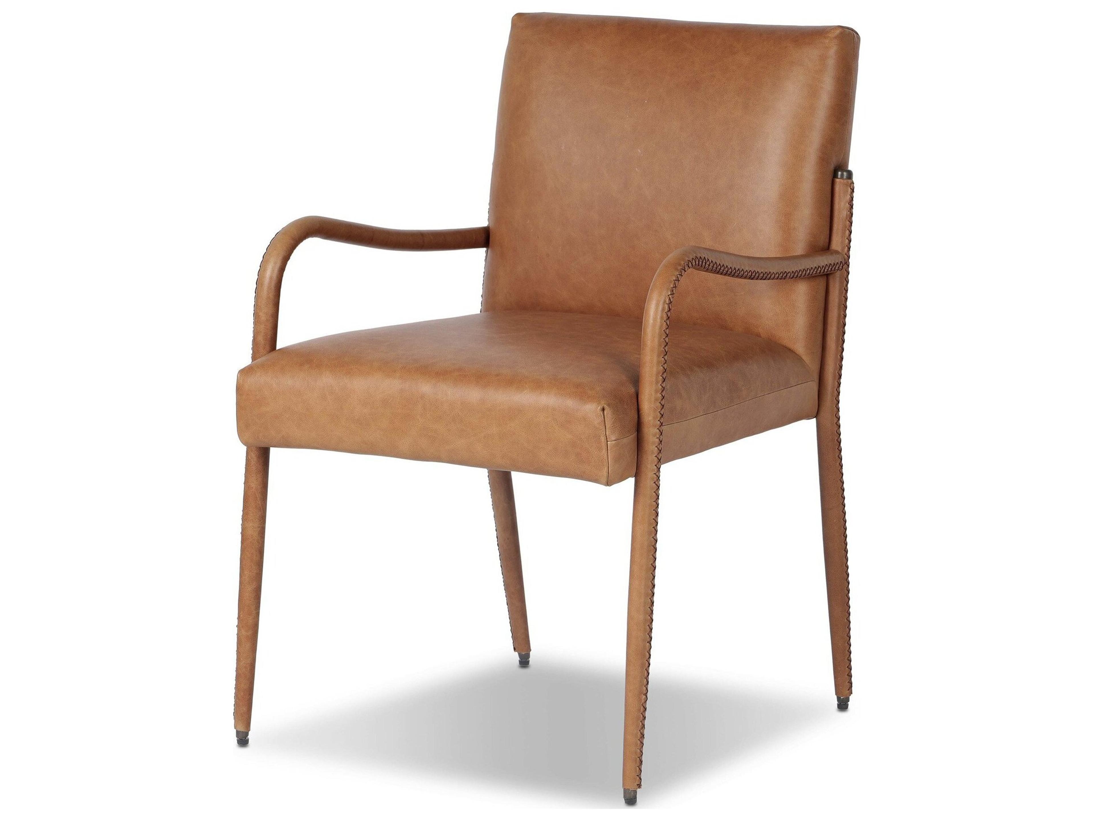 Houghton Brown Leather Arm Dining Chair