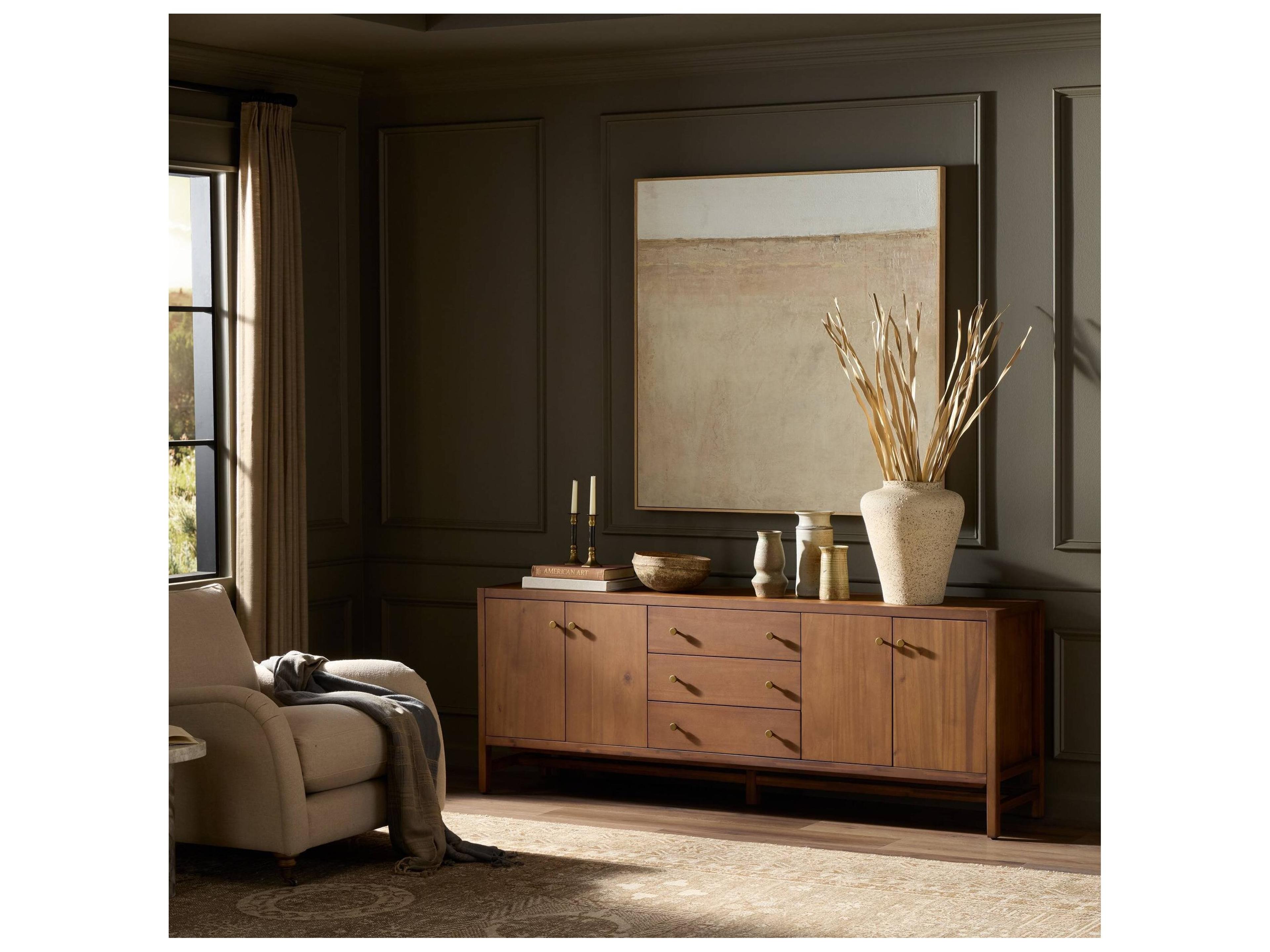 Four Hands Patten 78" Saddle Tan Veneer Media Console