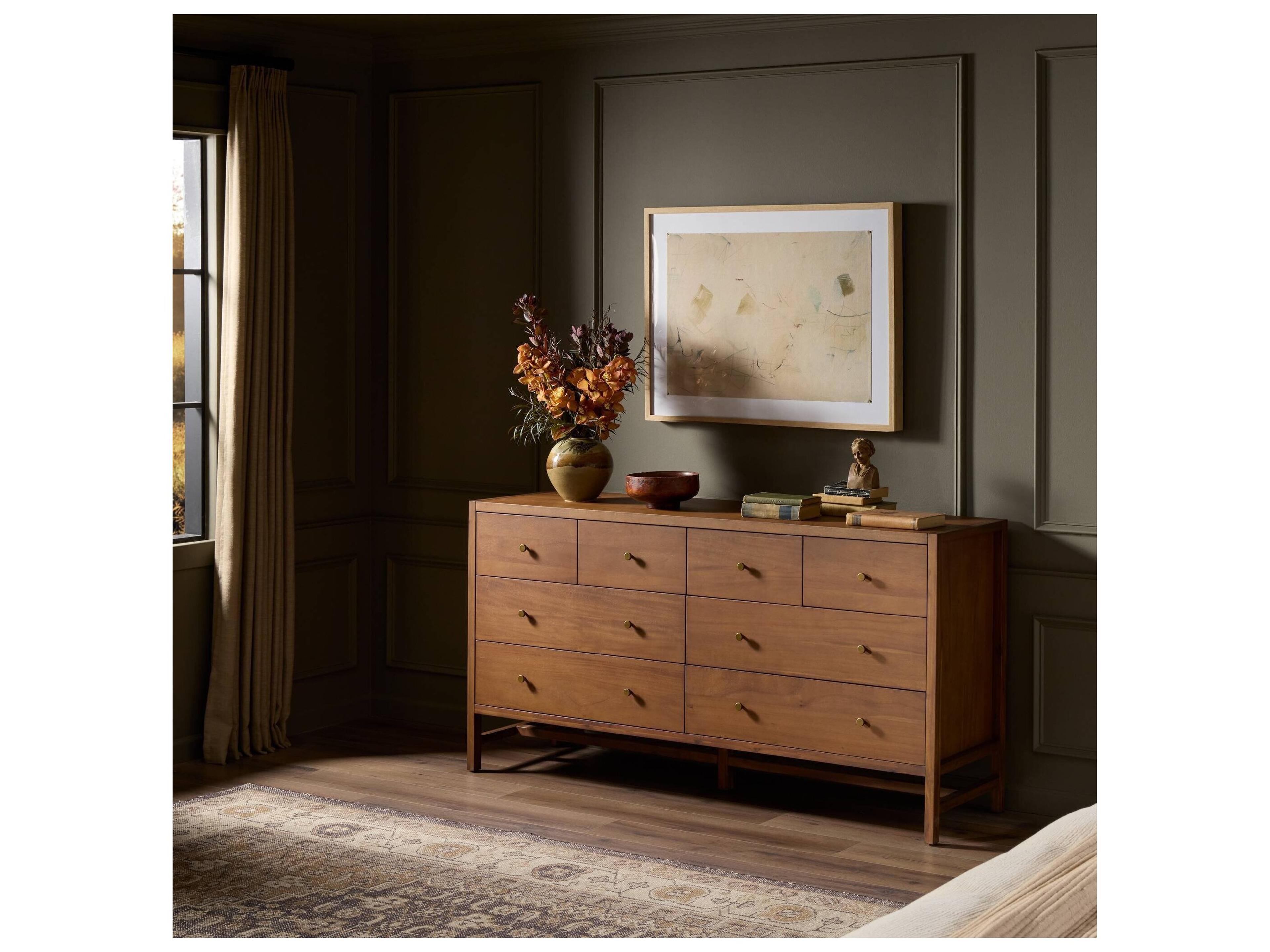 Four Hands Patten Brown Acacia Wood Double Dresser