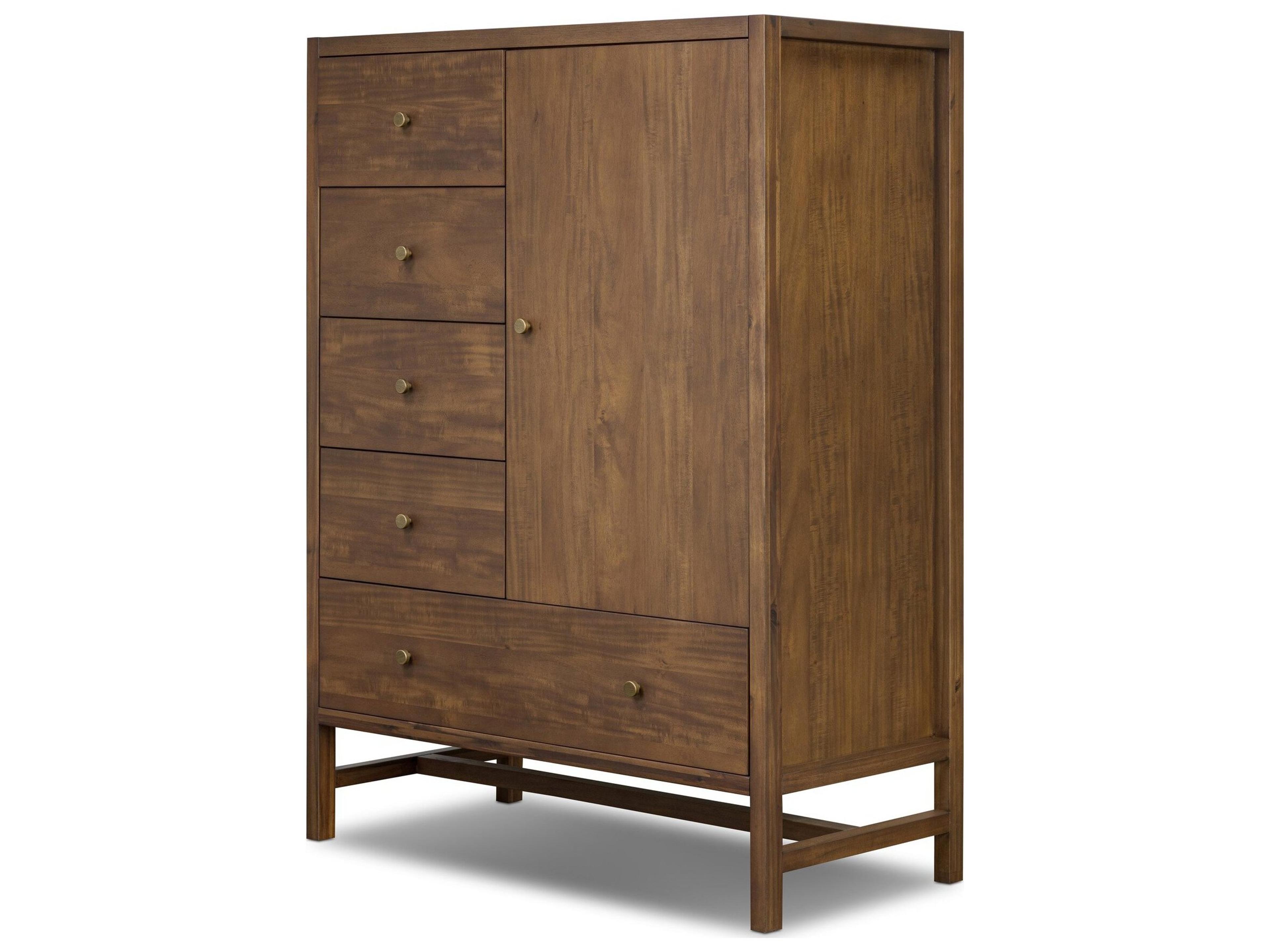 Patten Saddle Tan Veneer Brown Acacia Wood Wardrobe Armoire
