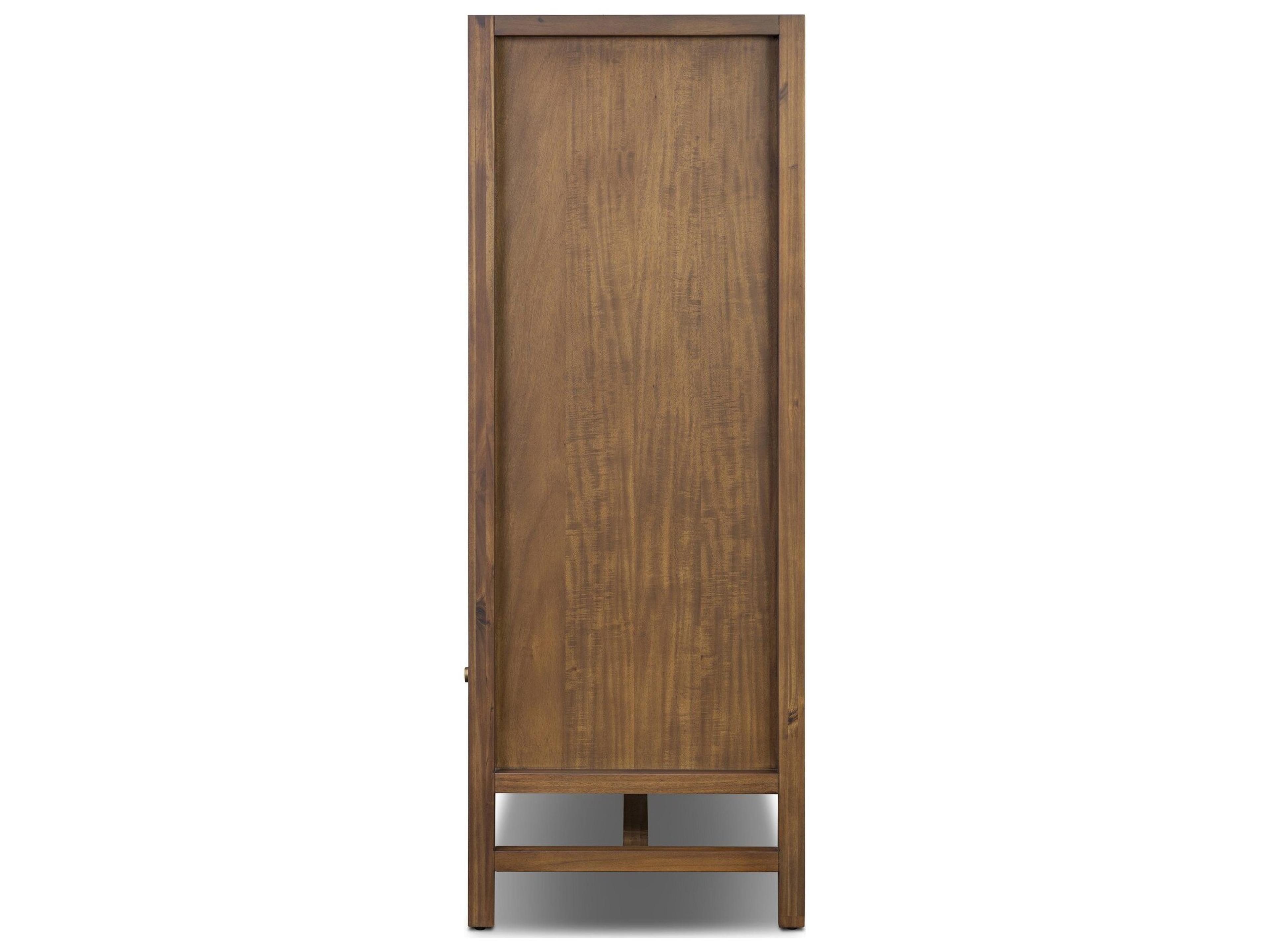 Four Hands Patten Saddle Tan Veneer Brown Acacia Wood Wardrobe Armoire