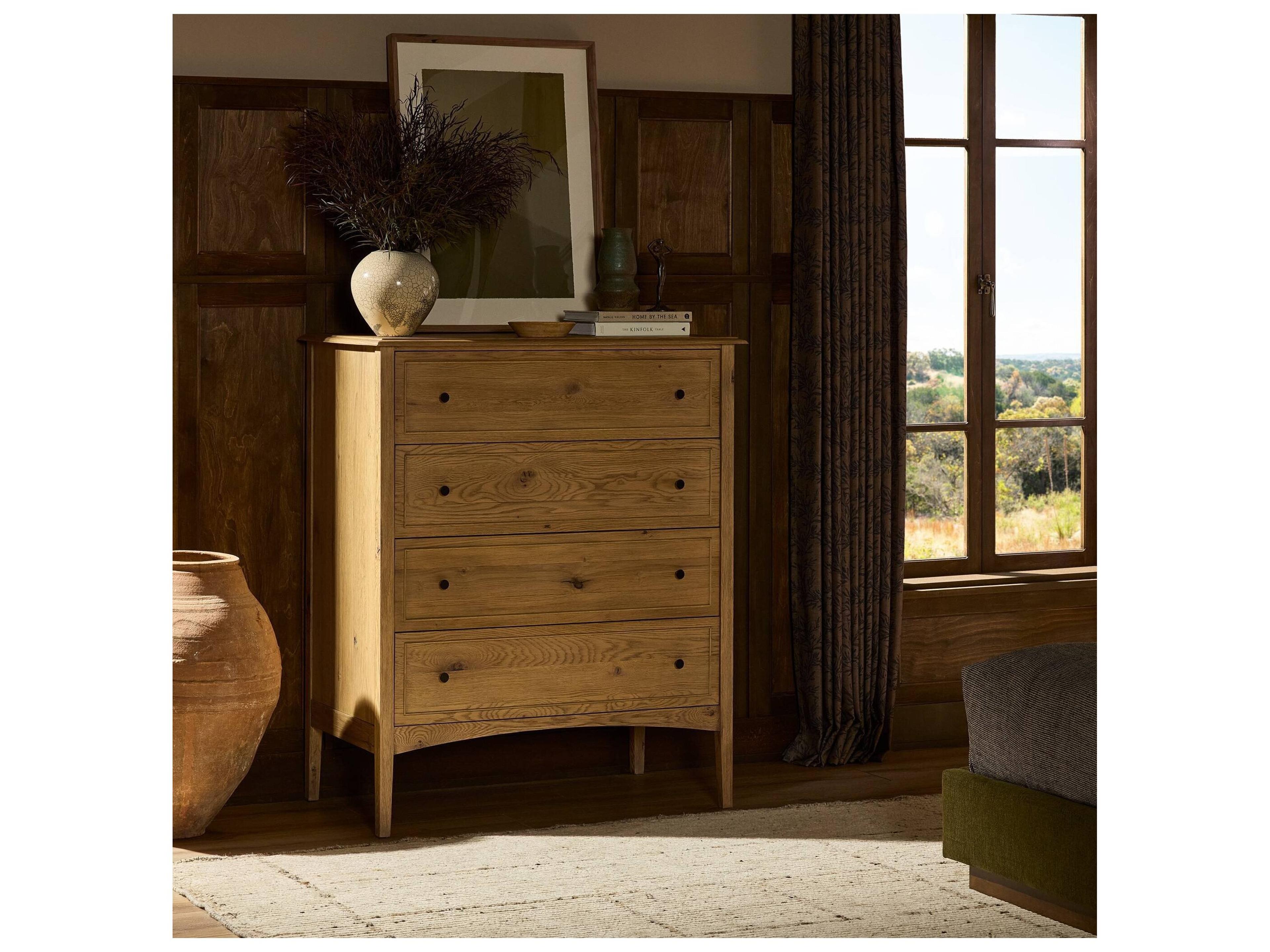 Four Hands Bolton 4-Drawers Aged Smoked Oak Resawn Dresser