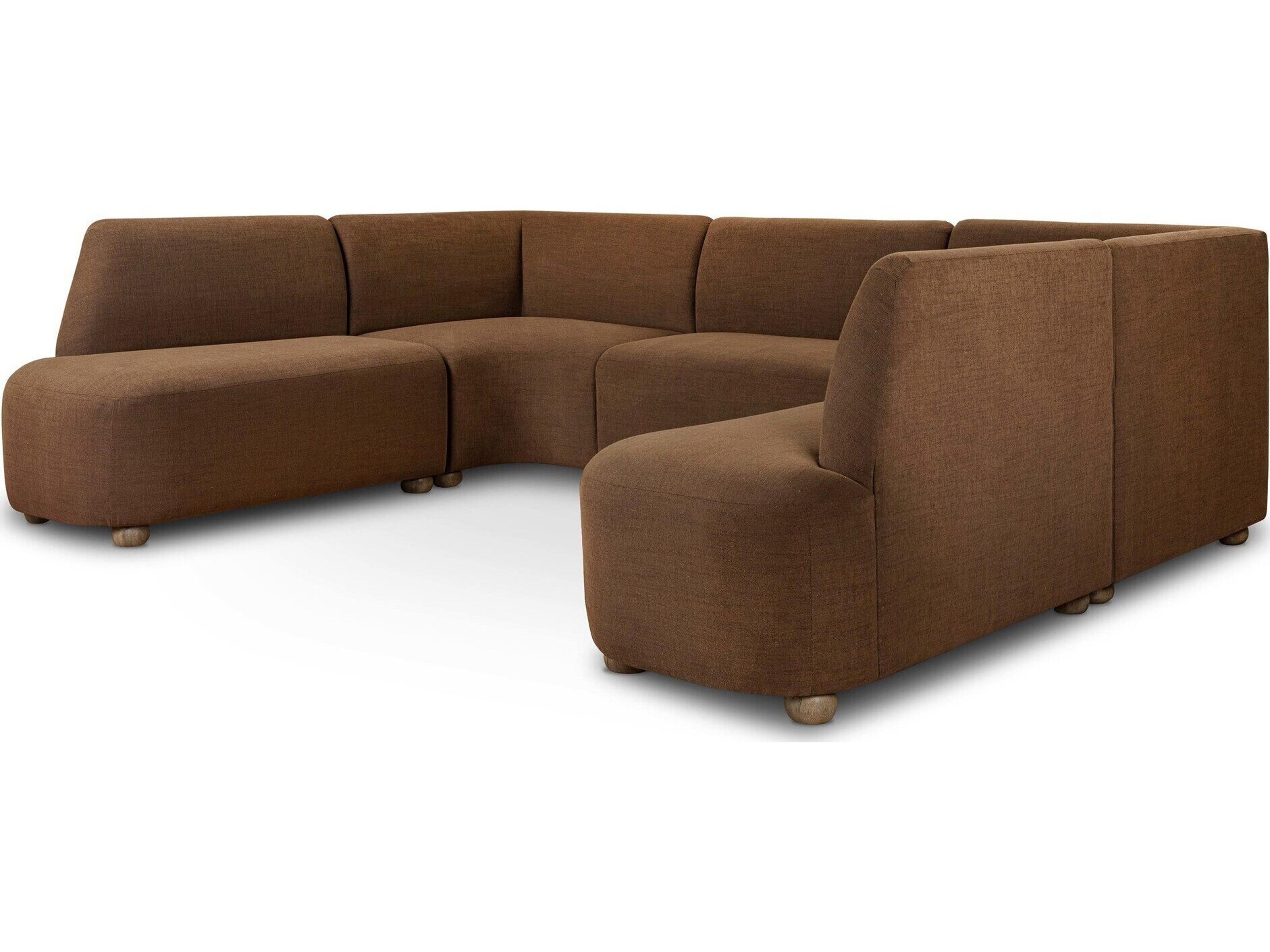 Easton Oak Wood Brown Upholstered Armless Dining Chair