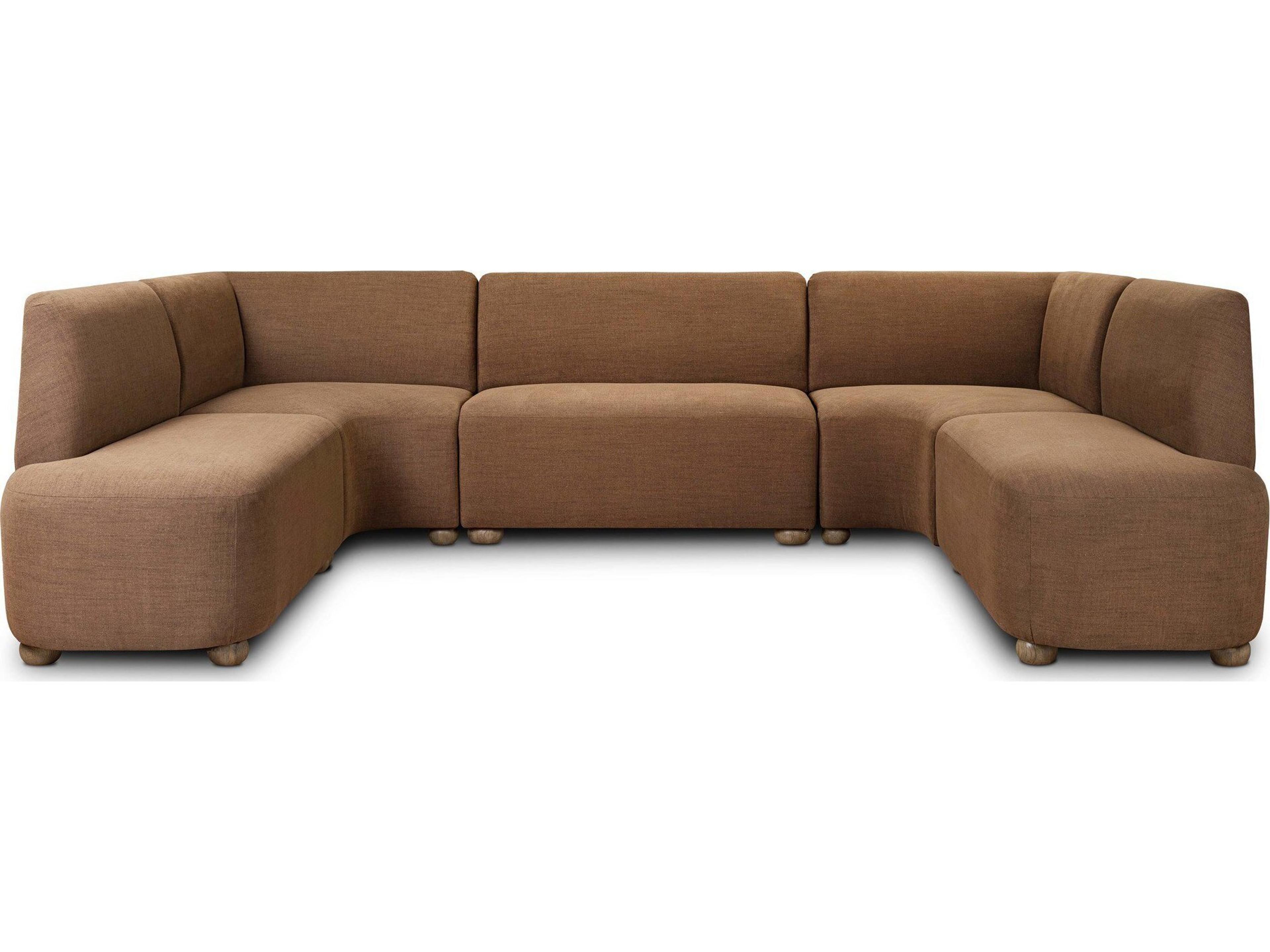 Four Hands Easton Oak Wood Brown Upholstered Armless Dining Chair