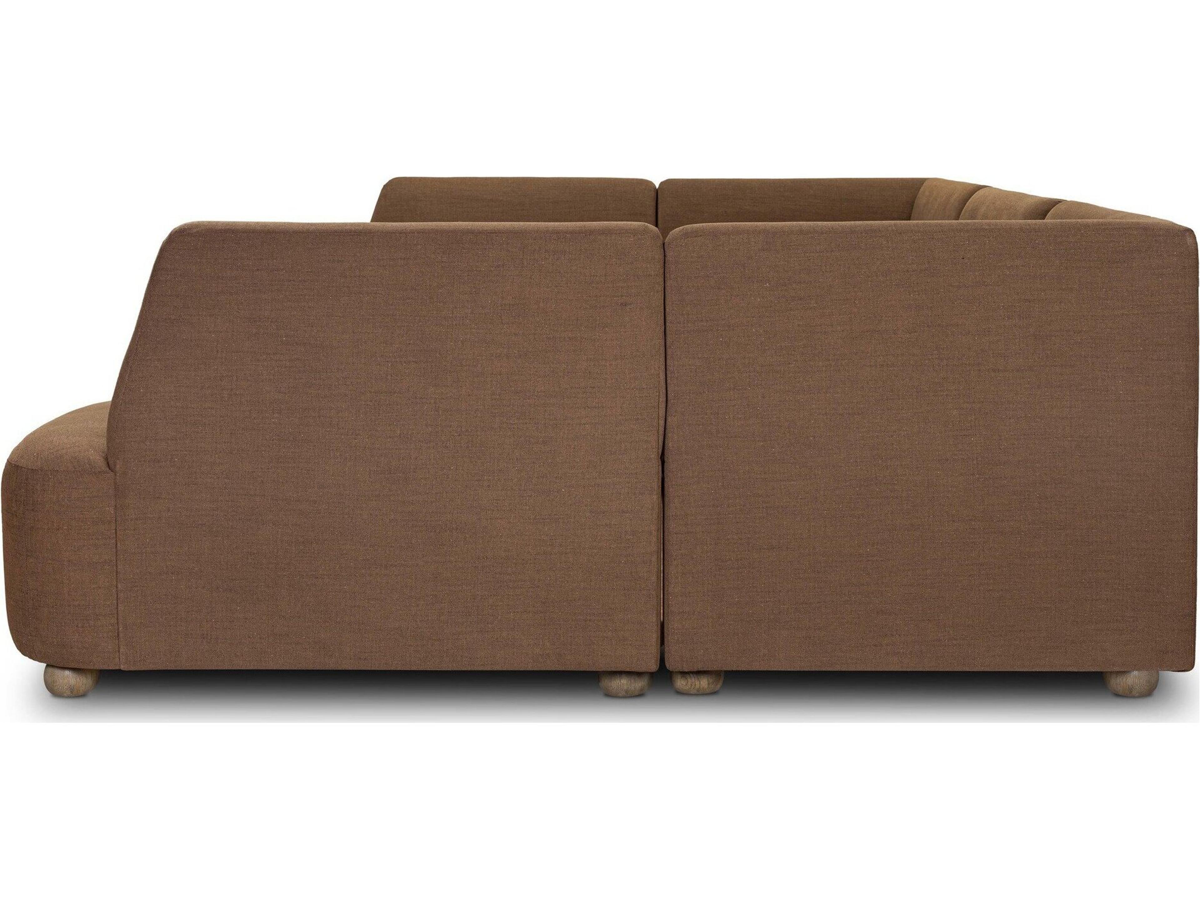 Four Hands Easton Oak Wood Brown Upholstered Armless Dining Chair