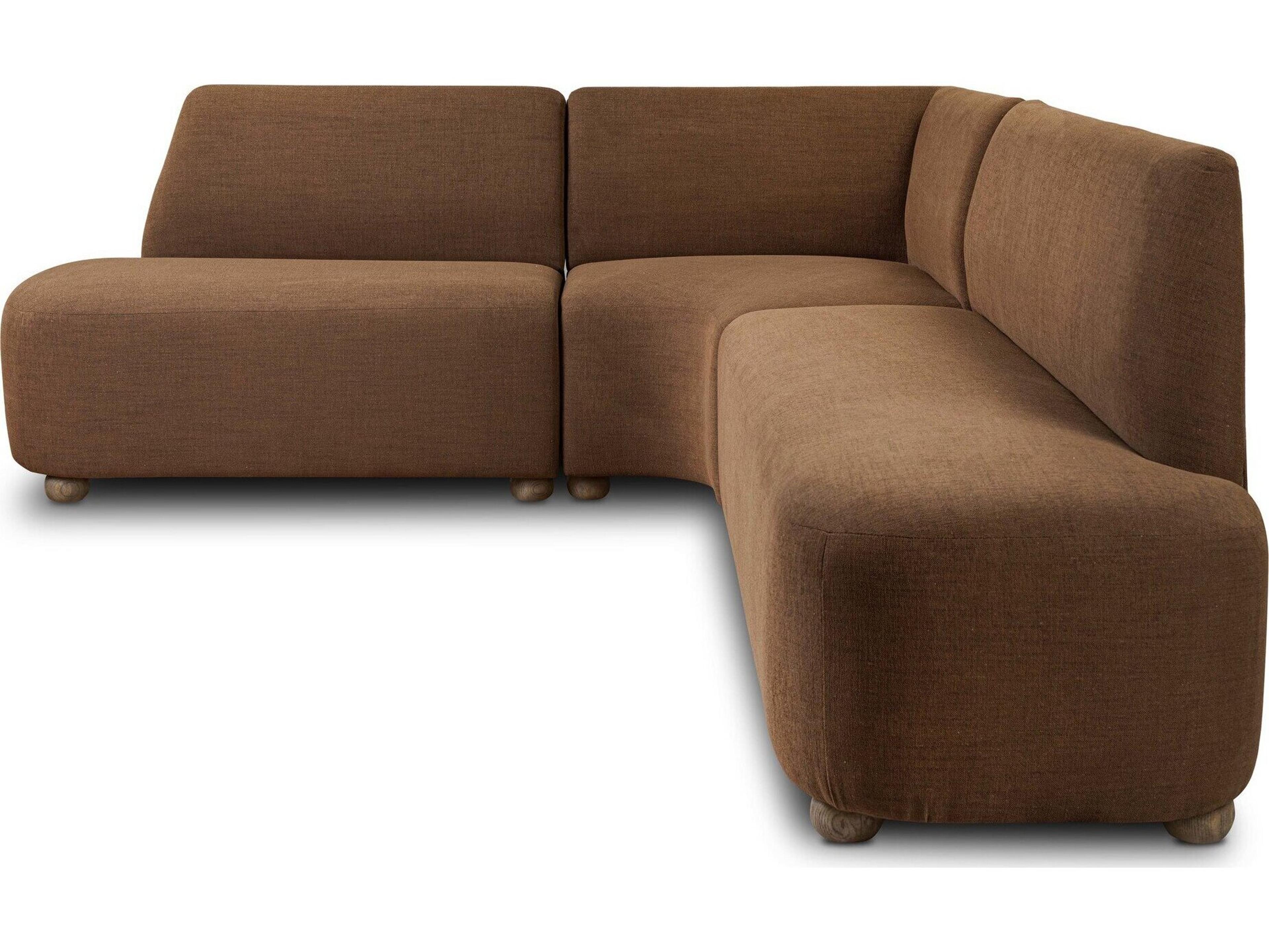 Four Hands Easton Oak Wood Brown Upholstered Armless Dining Chair