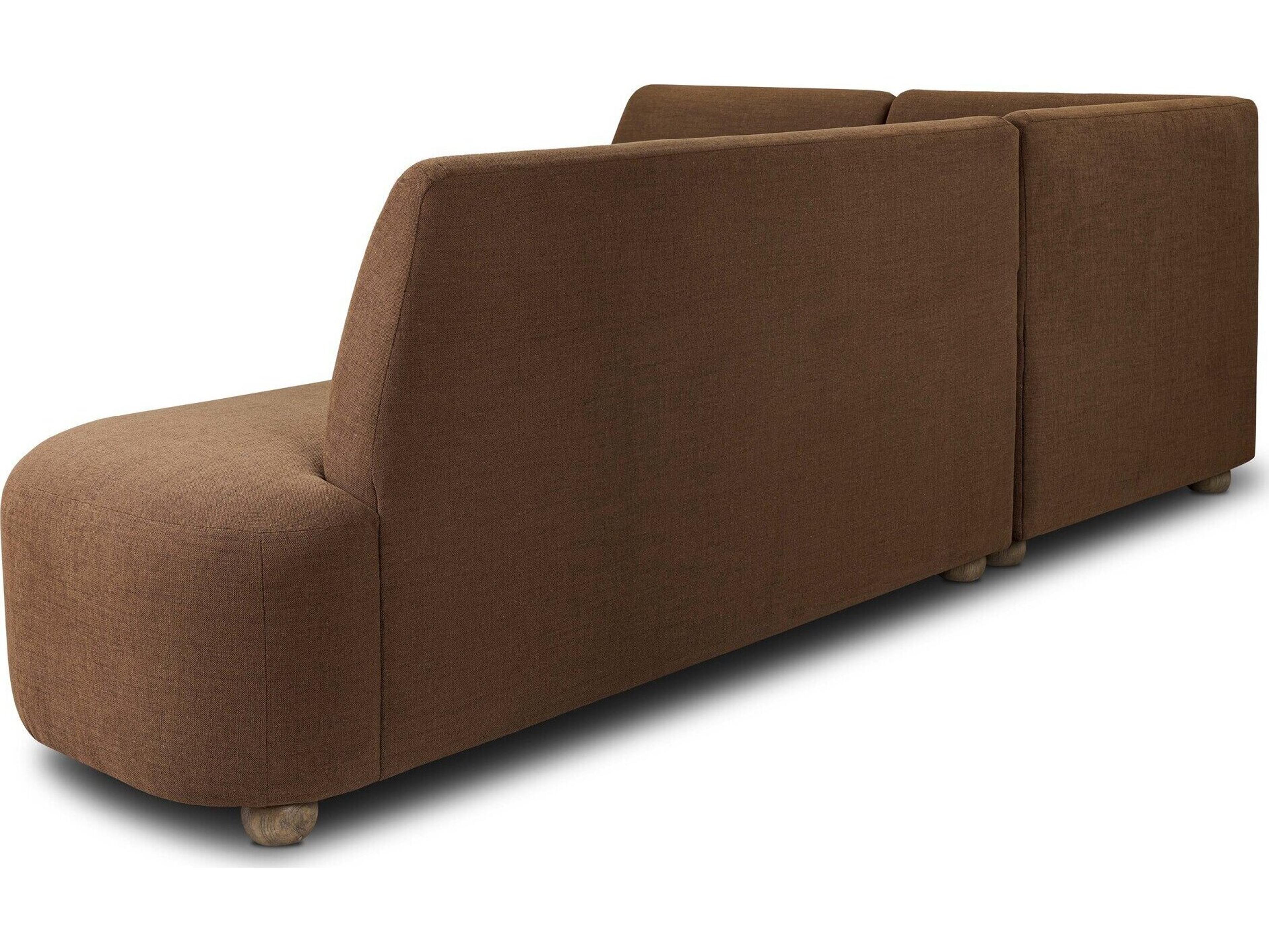 Four Hands Easton Oak Wood Brown Upholstered Armless Dining Chair