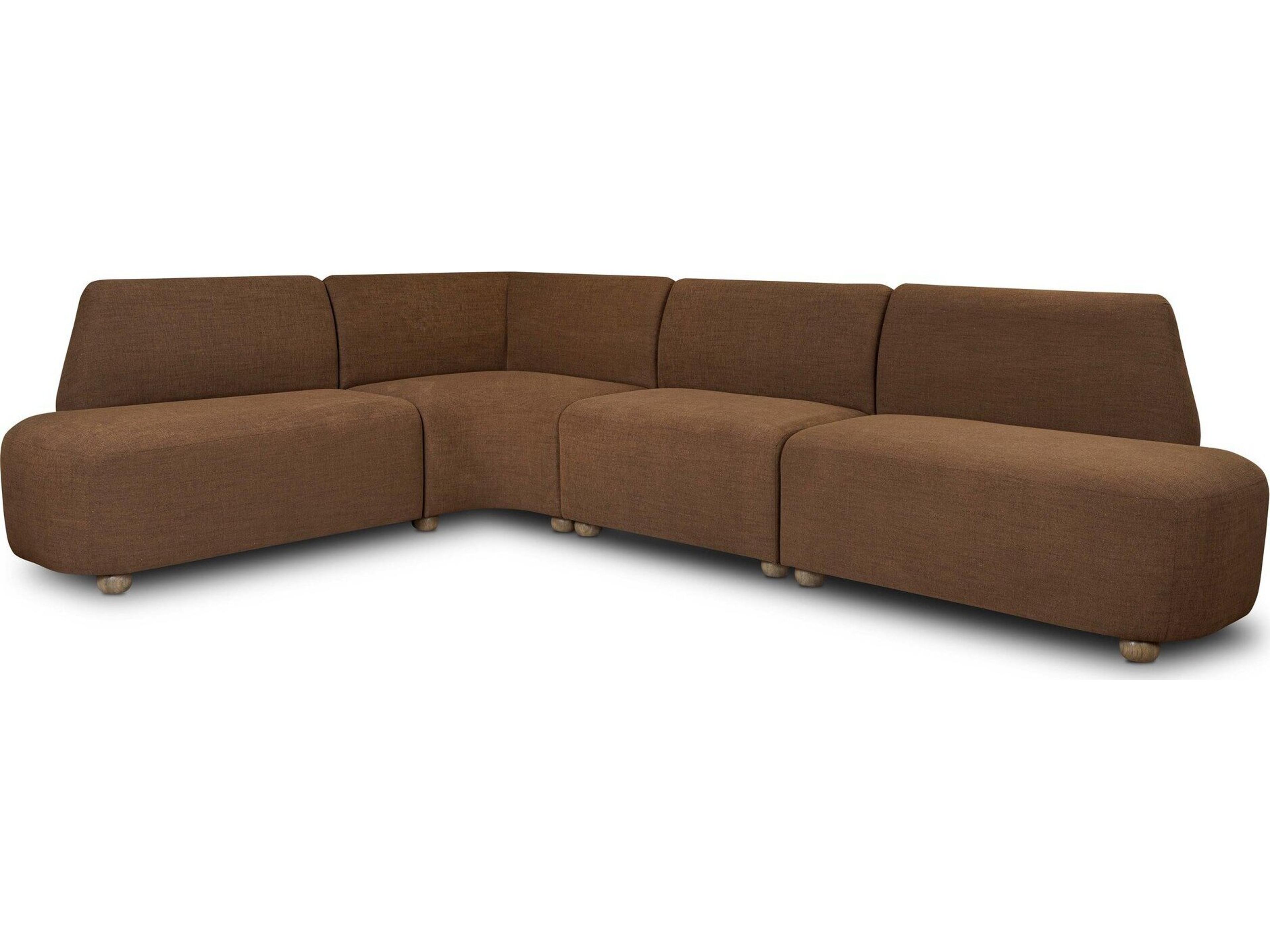 Four Hands Easton Oak Wood Brown Upholstered Armless Dining Chair