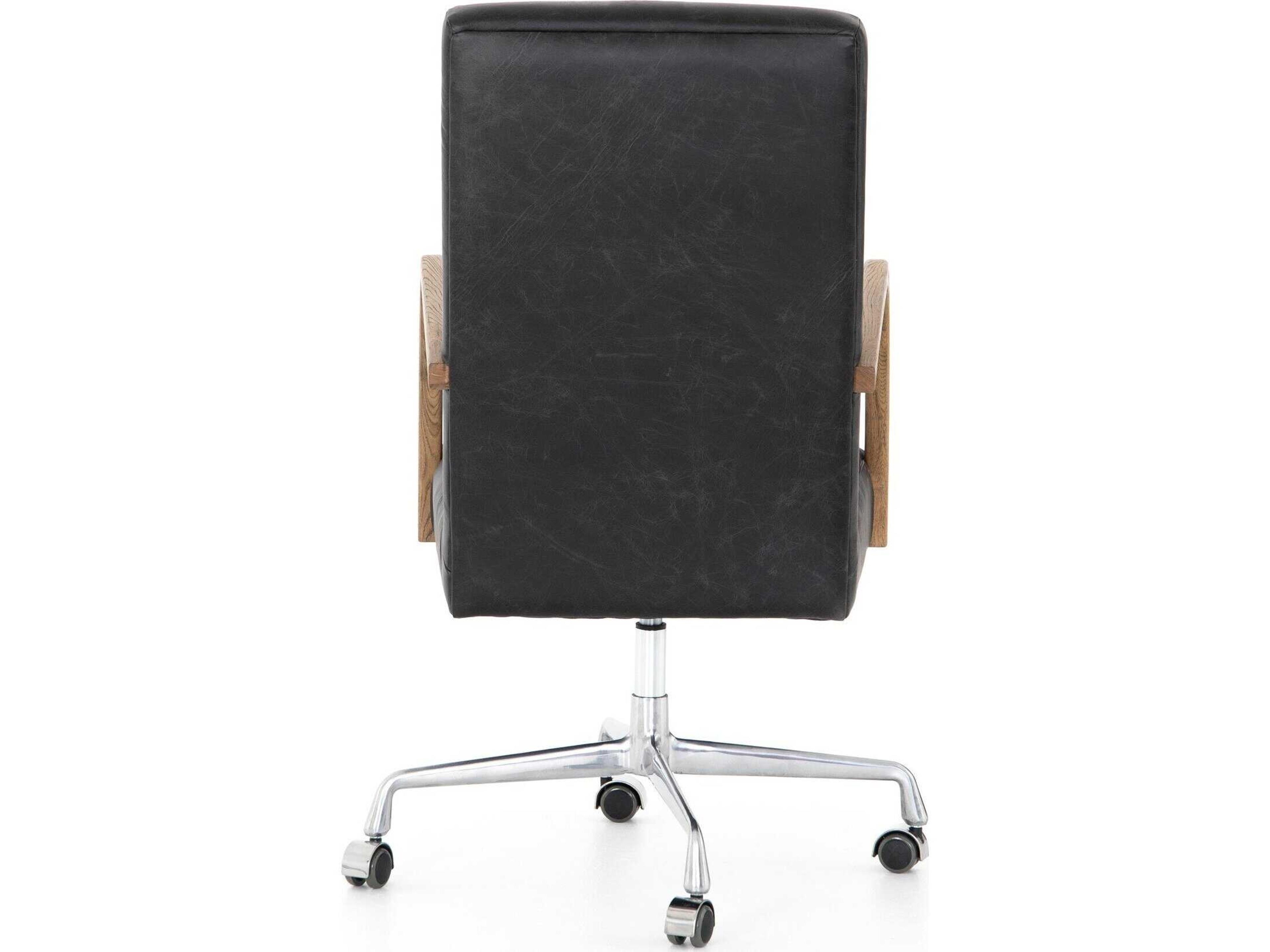 Four Hands Abbott Black Leather Swivel Computer Office Chair