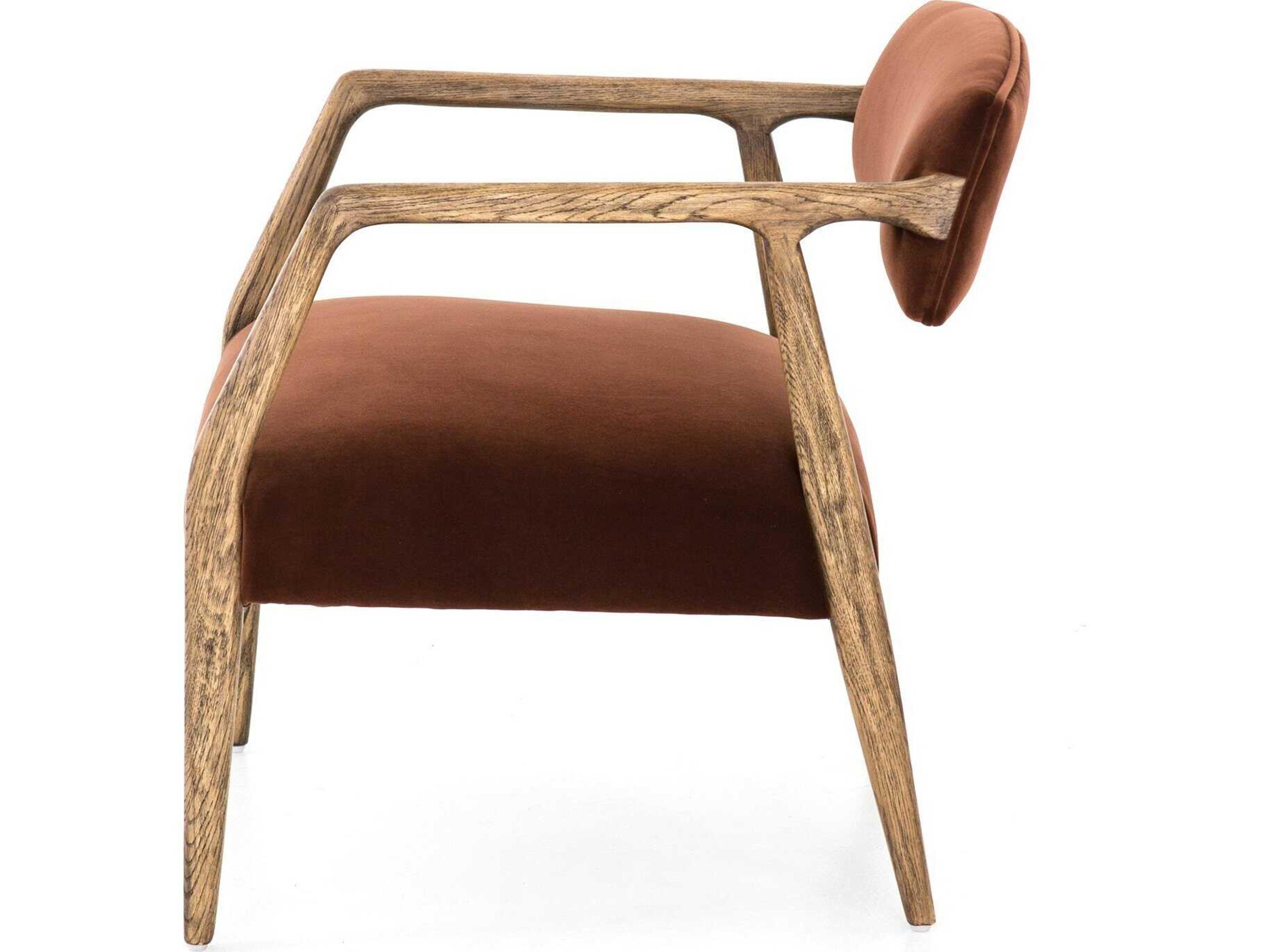 Four Hands Abbott Tyler Solid Wood Brown Upholstered Arm Dining Chair