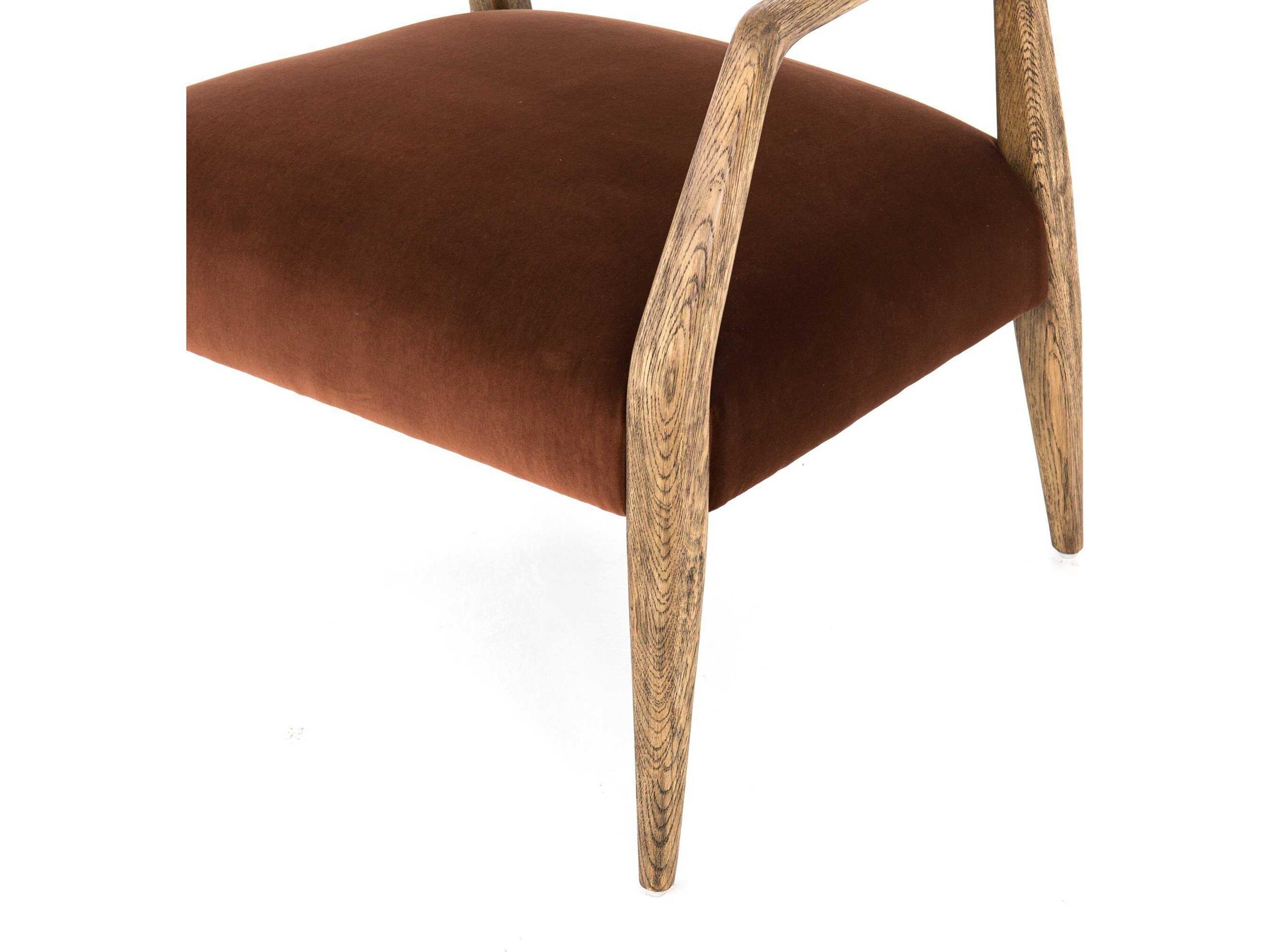 Luxecor Globetrotter Tyler Solid Wood Brown Upholstered Arm Dining Chair