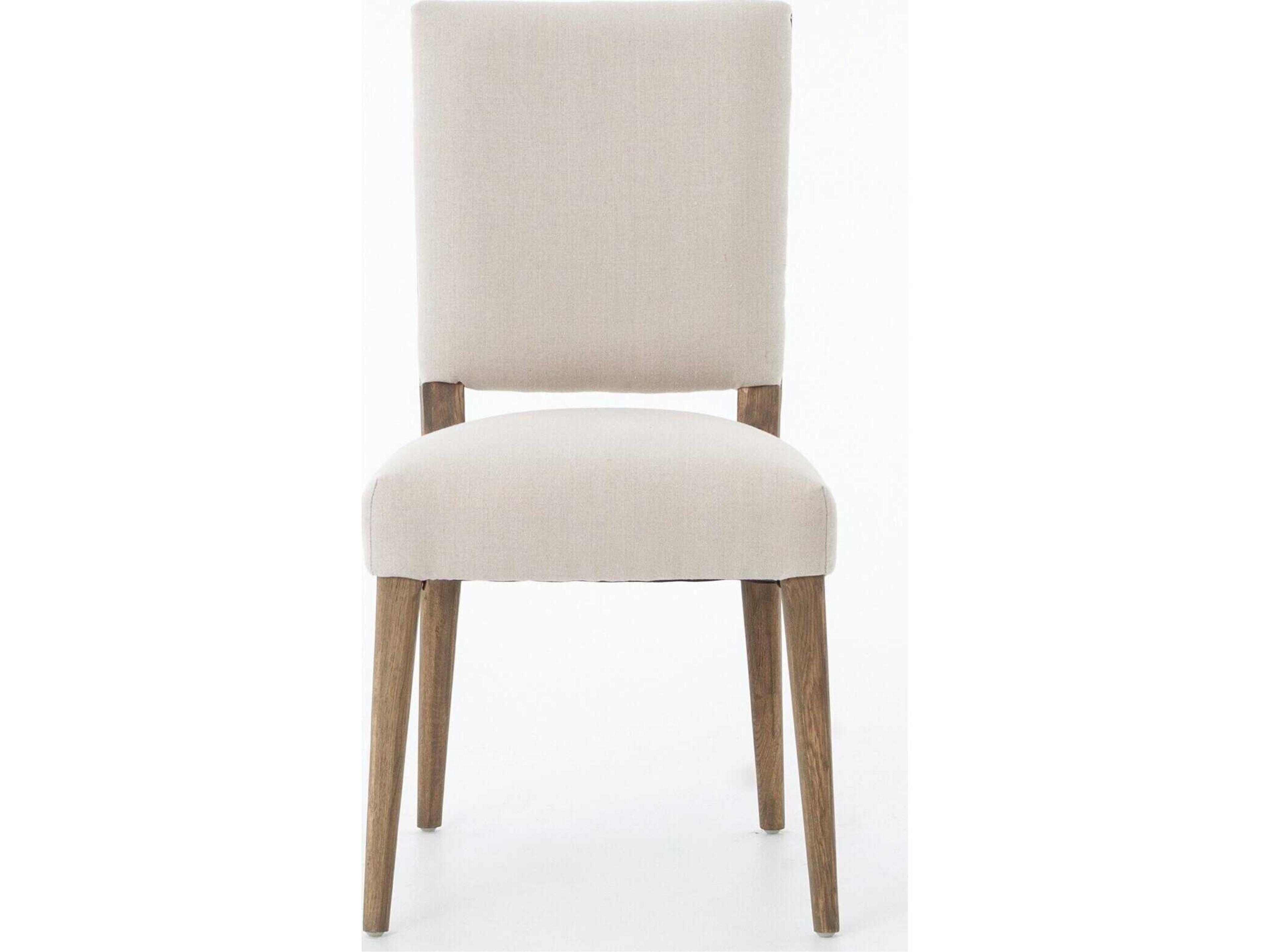 Four Hands Ashford Kurt Oak Wood Beige Upholstered Side Dining Chair