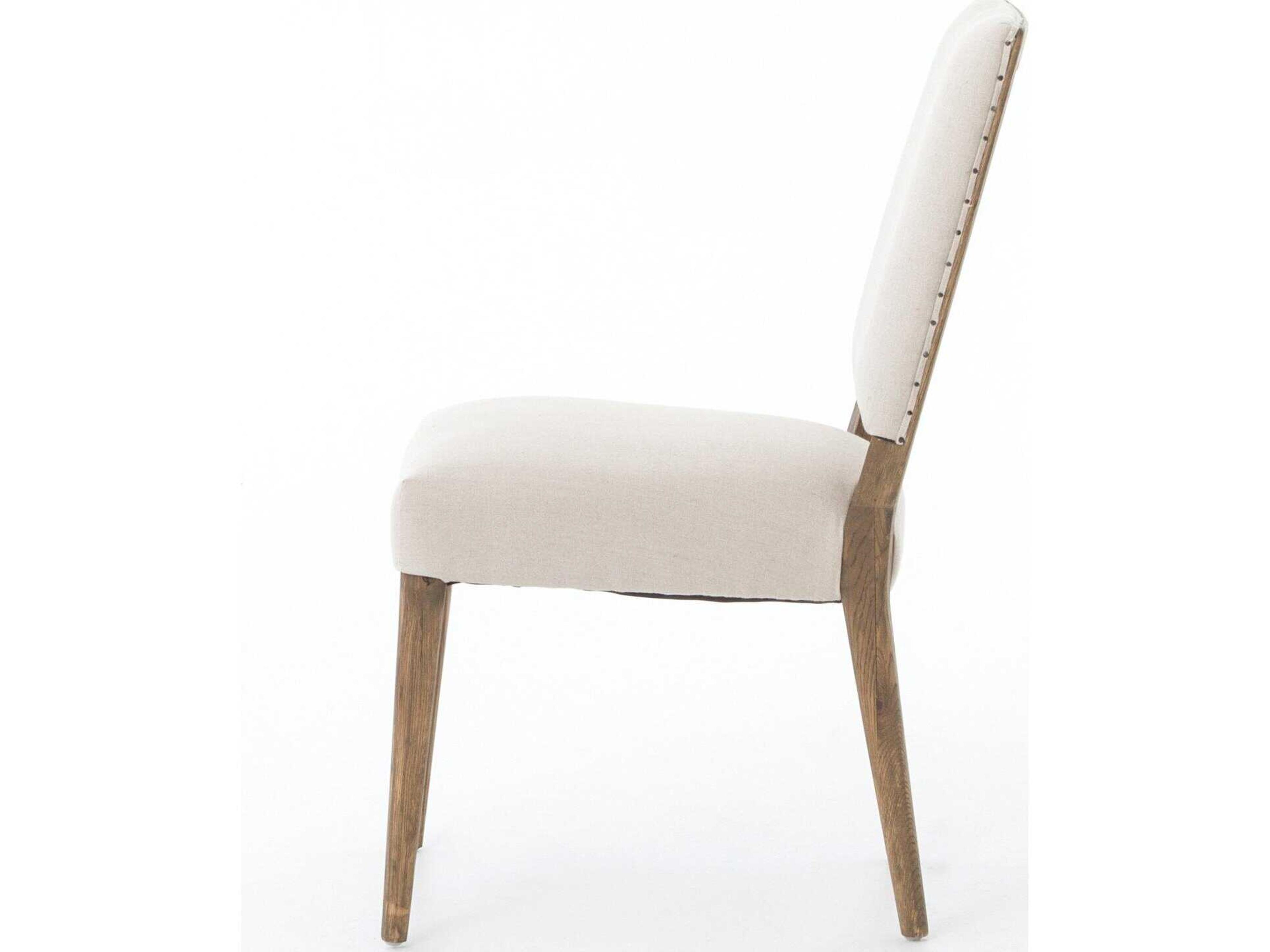 Four Hands Ashford Kurt Oak Wood Beige Upholstered Side Dining Chair