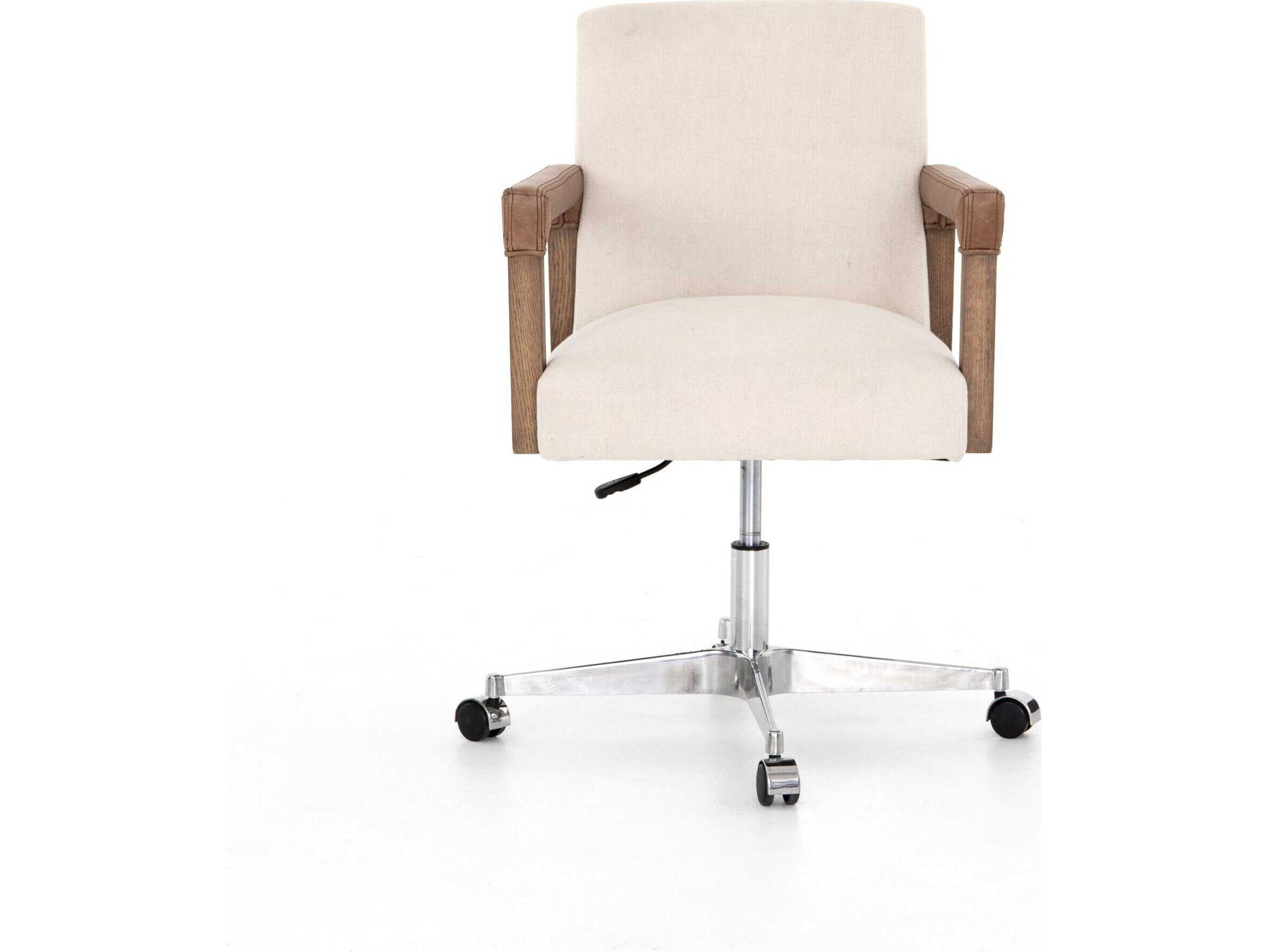 Four Hands Abbott White Upholstered Swivel Computer Office Chair